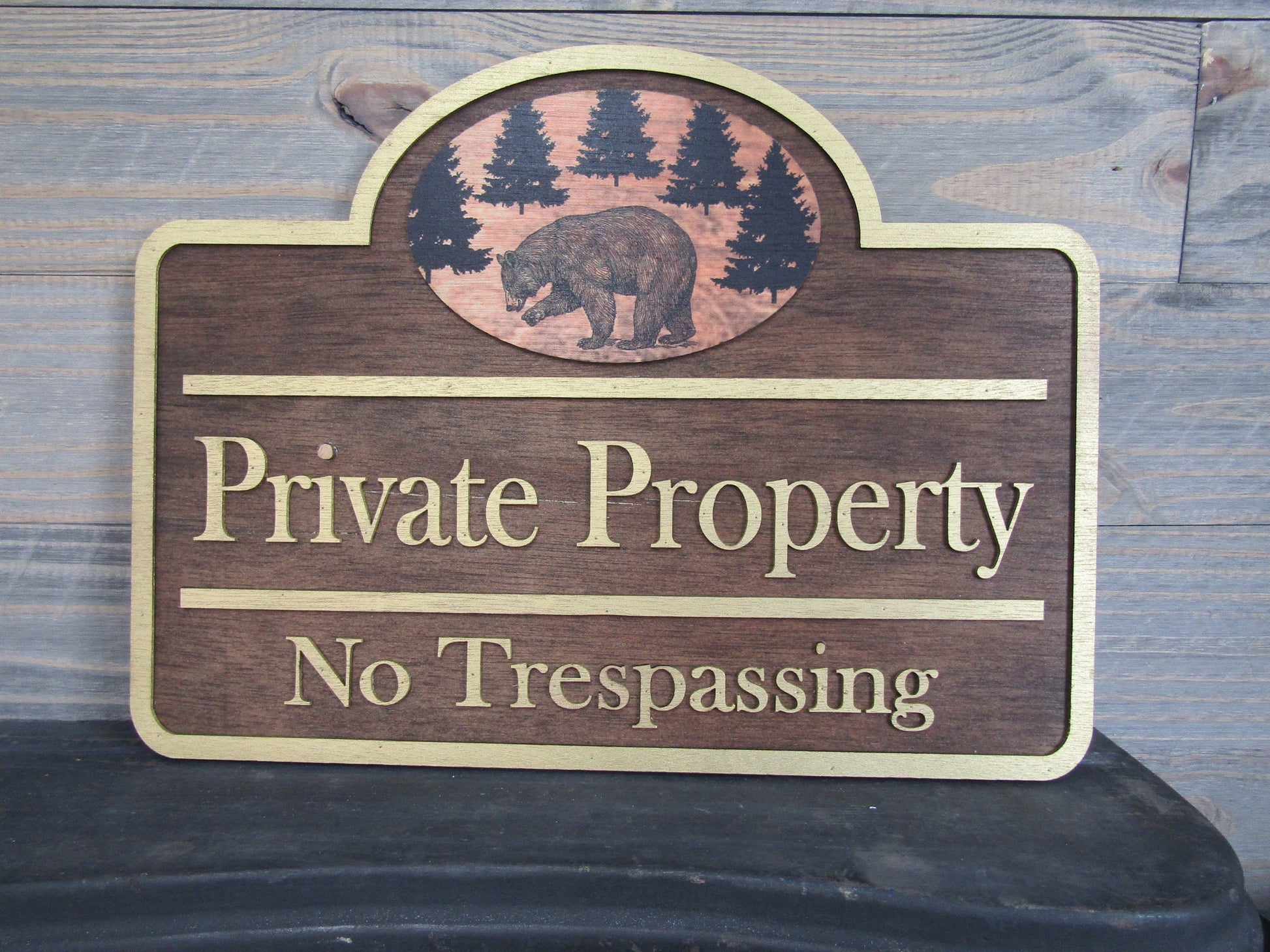 Custom Address Signs Set of 2 Matching Private Drive Bear Cabin 3D Raised Contoured Shape Handmade Commerical Signage Directional Wooden