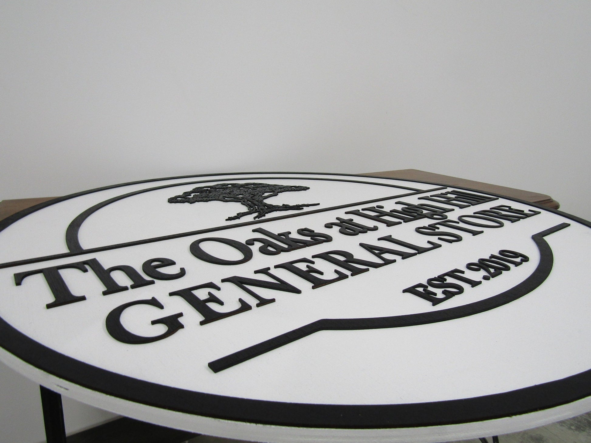 Custom Round Business Sign Commerical Signage Made To Order General Store Front Sign Small Business Sign Logo Oak Tree Circle Wooden Sign