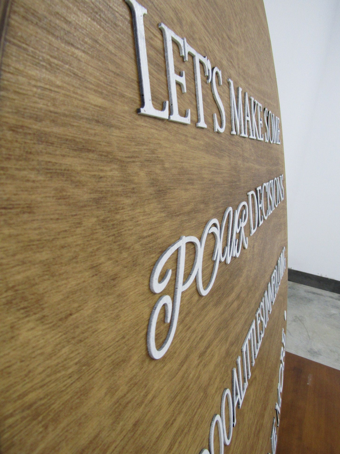 Lets Make Some Pour Decisions Wood Sign Wine Whiskey Alcohol Bar Sign Fun Summer Custom Wood Signage Personalized Raised Text 3D Handmade