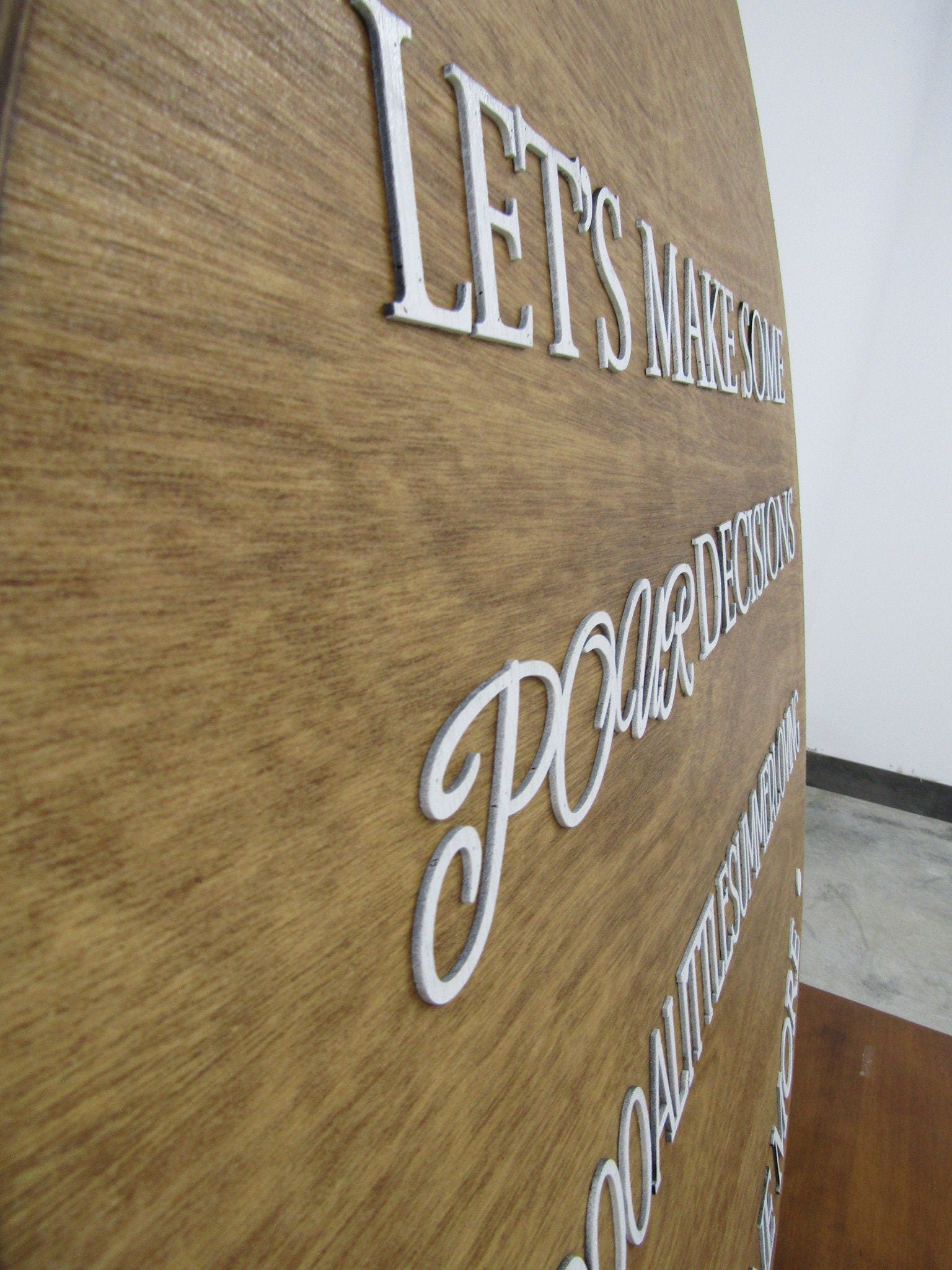 Lets Make Some Pour Decisions Wood Sign Wine Whiskey Alcohol Bar Sign Fun Summer Custom Wood Signage Personalized Raised Text 3D Handmade