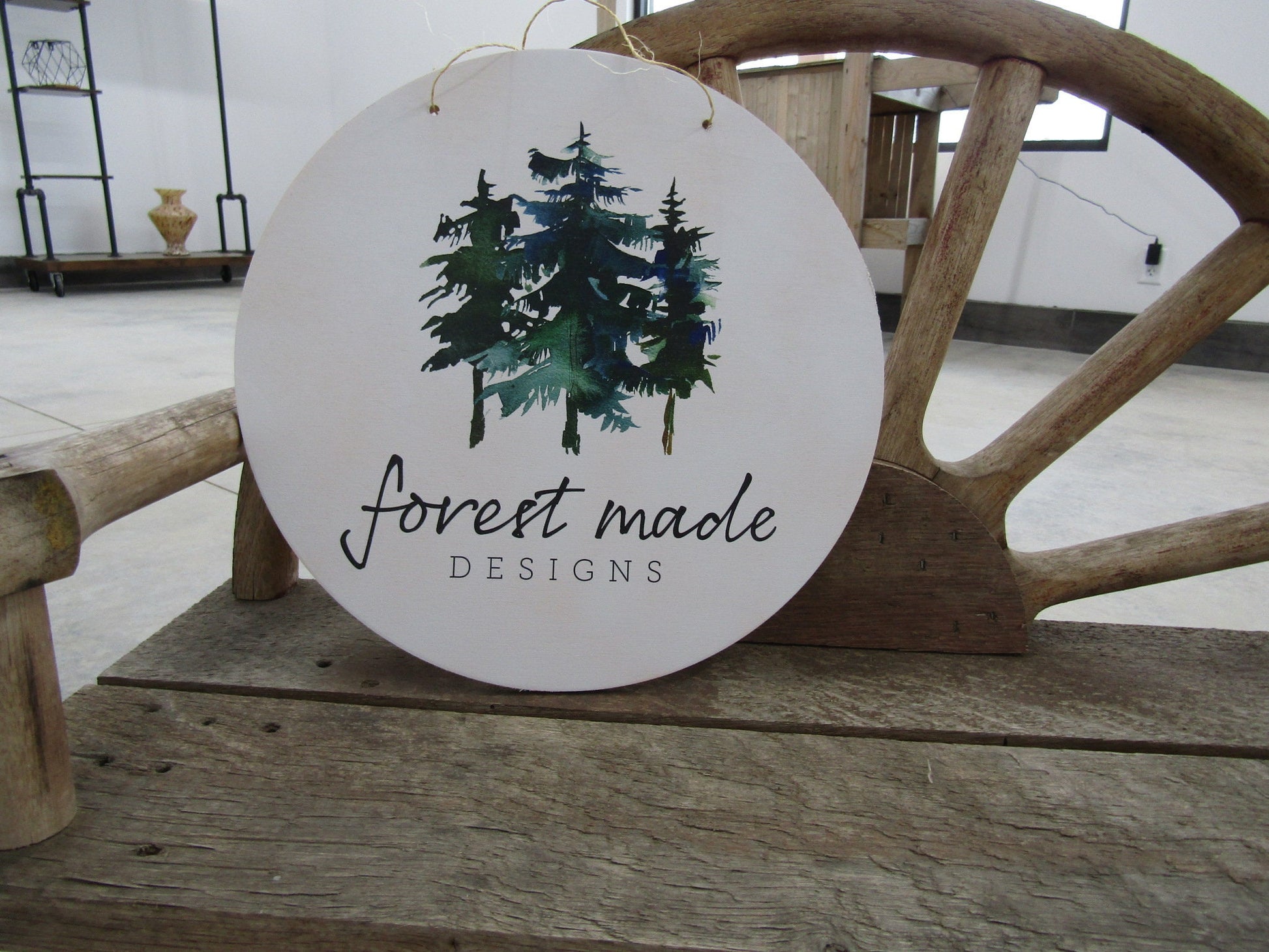 Your Actual Logo Round Small Business Hanging Sign Business Custom Circle Personalized Home Decor Plaque Wall Art Color Wood Print Forest