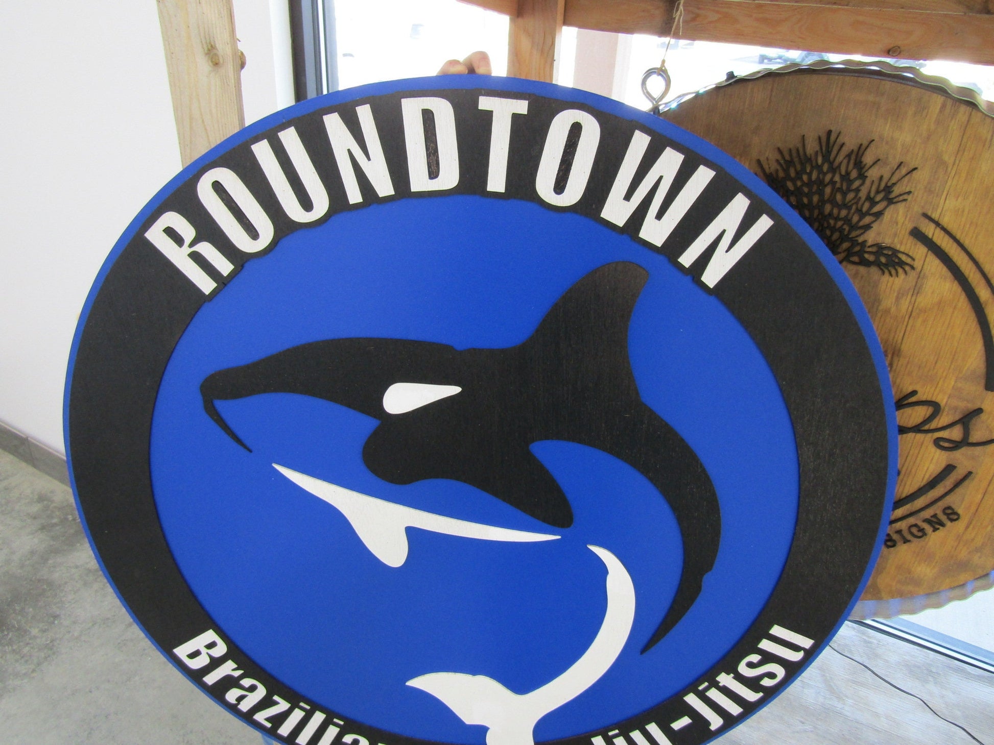 Custom Round Wood Sign Jiu-Jitsu Martial Arts Signage Business Logo Orca Karate Wrestling Handmade 3D Personalized Wooden Judo Sign Large