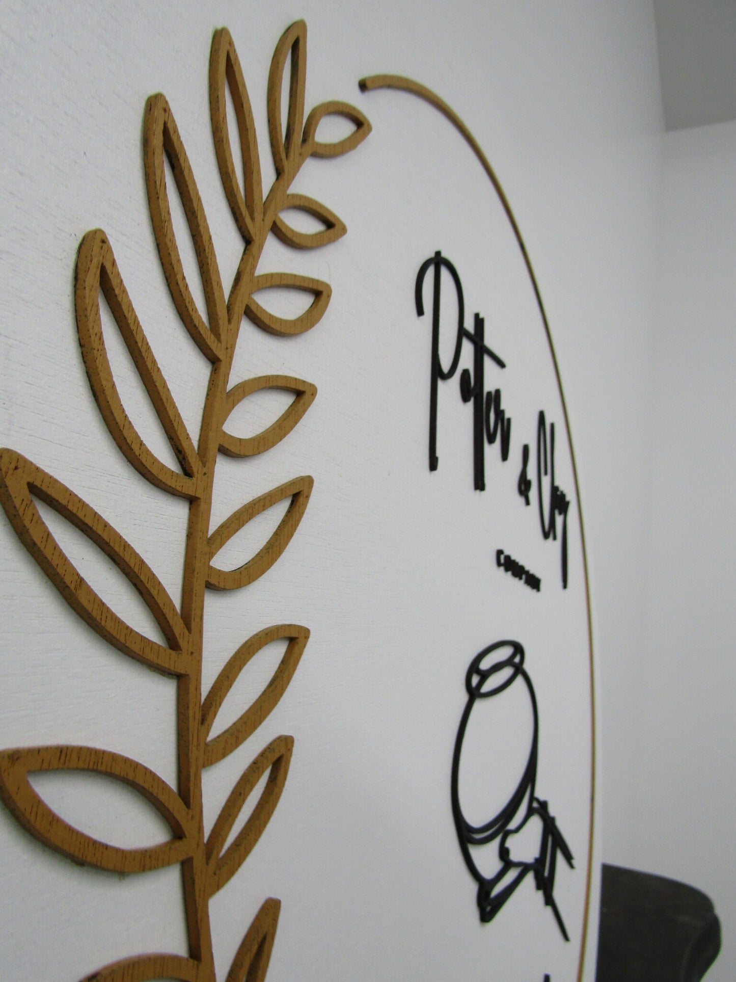 Custom Sign Round Business Commerical Signage Minimalist Made to Order Pottery Clay Store Front Small Shop Logo Hand Circle Wooden Handmade