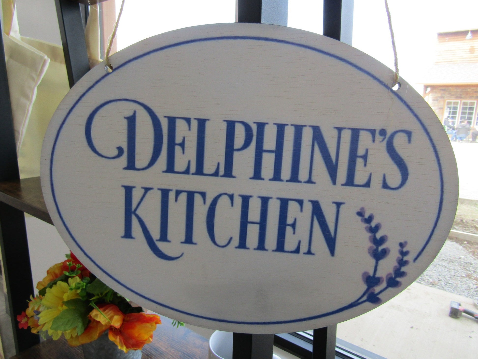 Oval Small Business Sign Logo Your Actual Logo Round Hanging Sign Kitchen Restaurant Design Custom Personalized Wall Art Color Wood Print