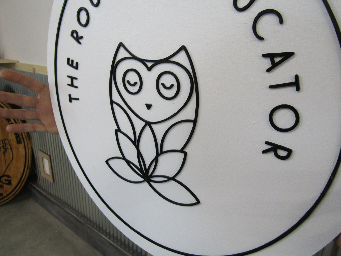 Custom Sign Round Commerical Signage Minimalist Made to Order Rounded Educator Owl Store Front Small Shop Logo School Circle Wooden Handmade