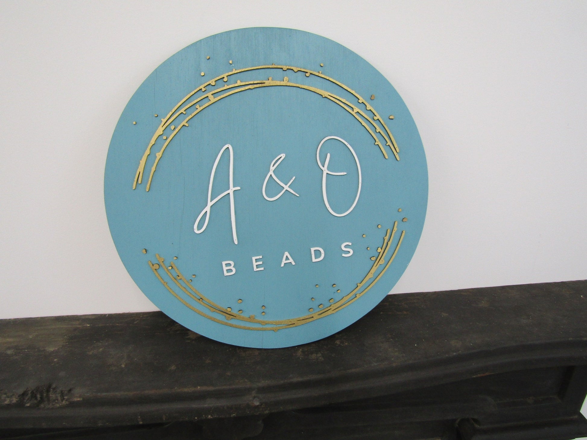Custom Sign Round Business Commerical Signage Minimalist Made to Order Bubbles Beads Store Front Small Shop Logo Circle Wooden Handmade