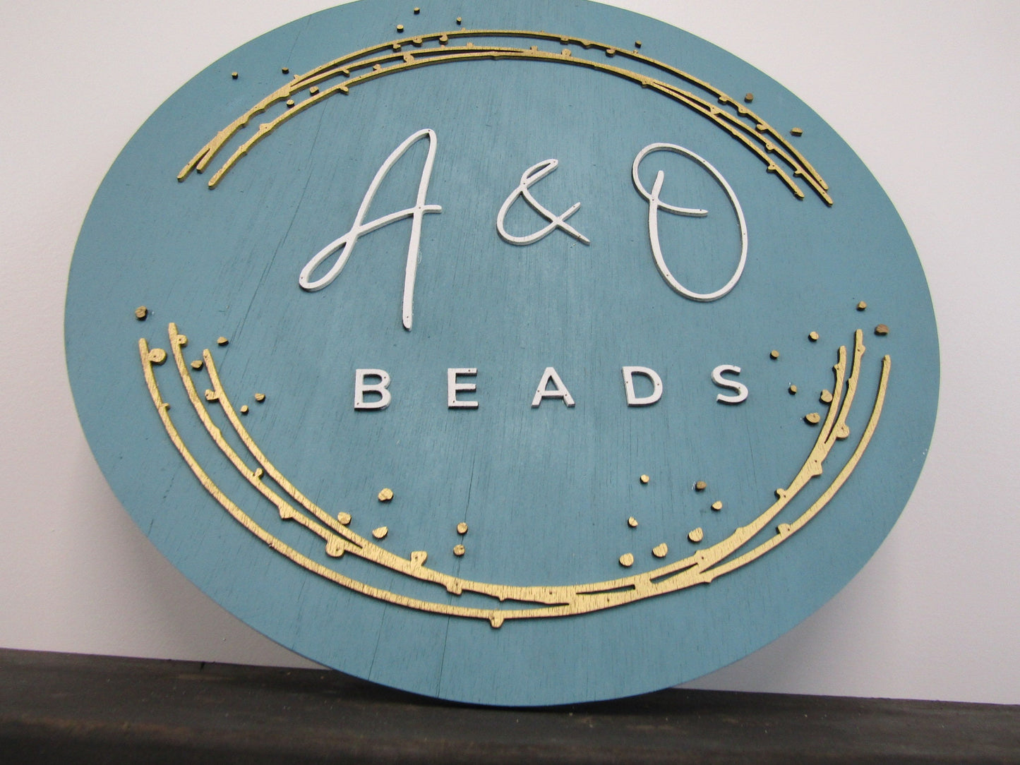 Custom Sign Round Business Commerical Signage Minimalist Made to Order Bubbles Beads Store Front Small Shop Logo Circle Wooden Handmade
