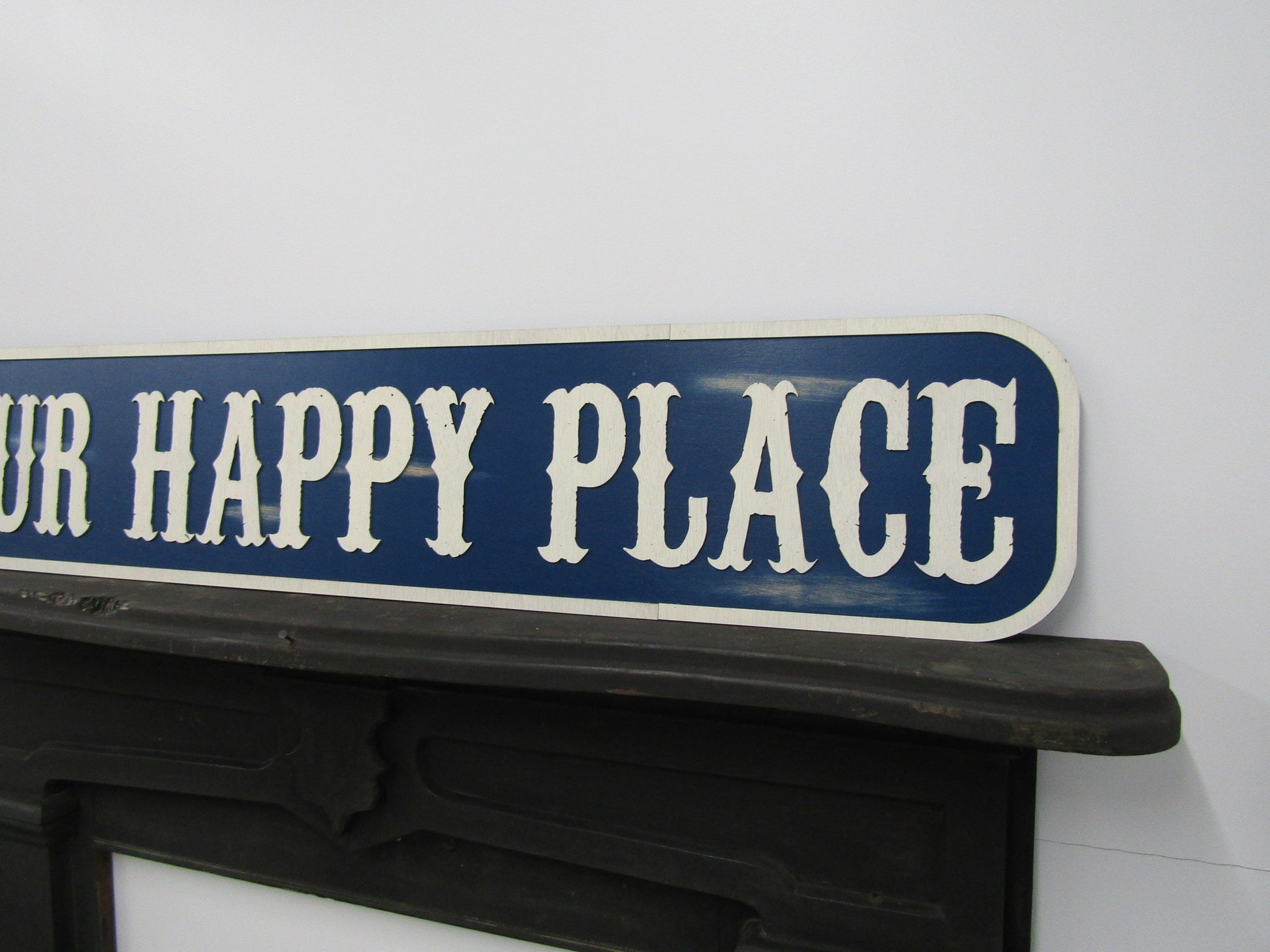 Large Custom Distressed Sign Our Happy Place Oversized Rustic Business Logo Bar Barn Country Wood 3D Extra Large Sign Footstepsinthepast
