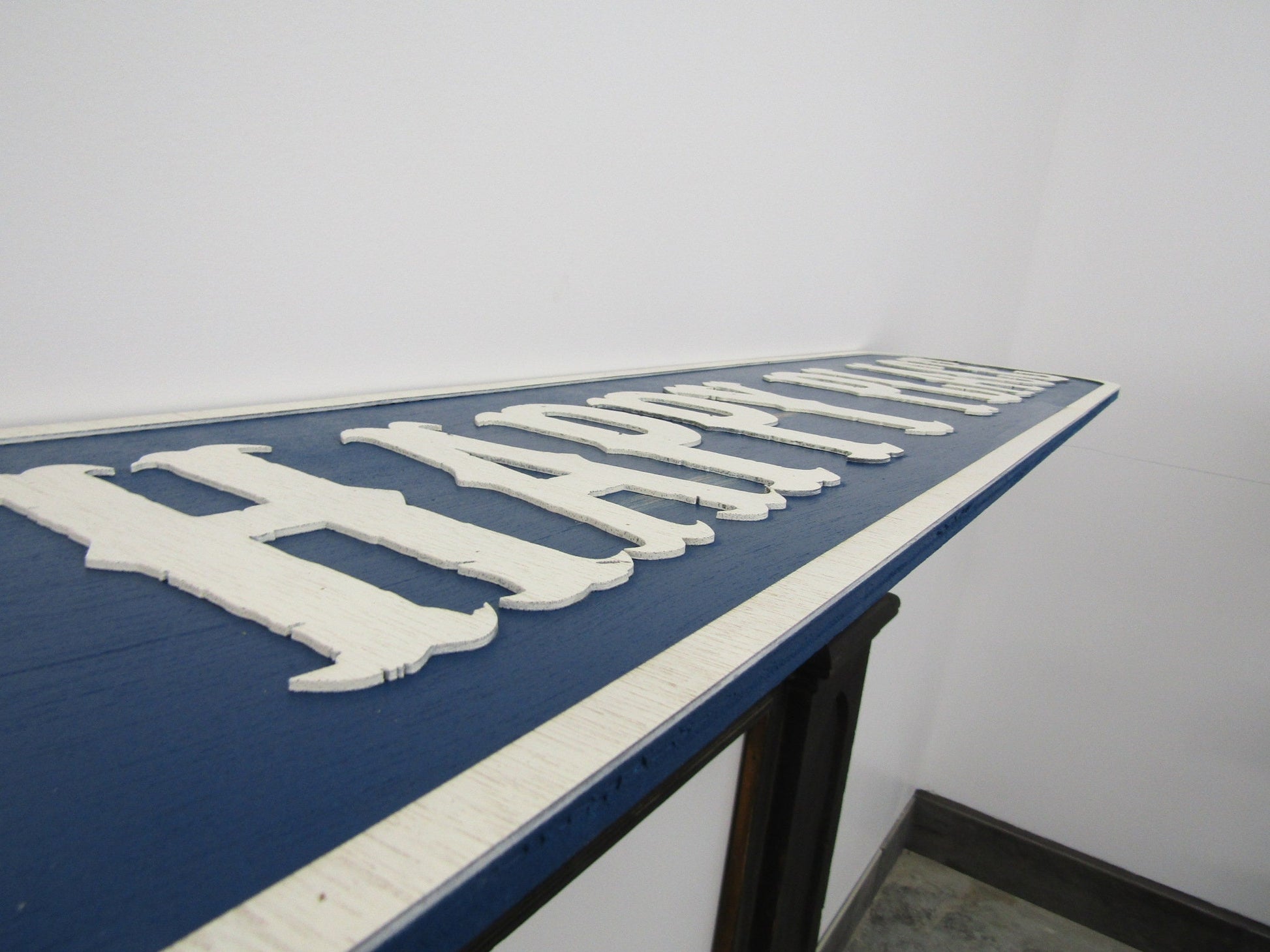 Large Custom Distressed Sign Our Happy Place Oversized Rustic Business Logo Bar Barn Country Wood 3D Extra Large Sign Footstepsinthepast