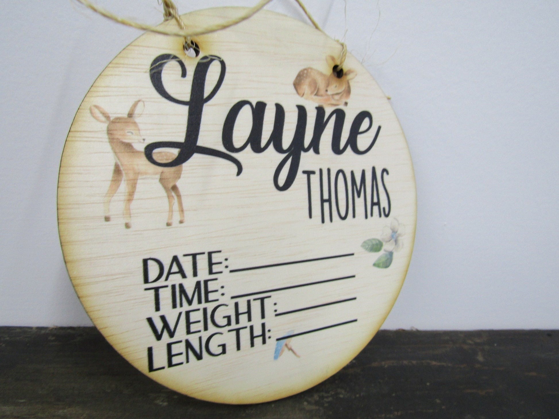 Custom Baby Crib Card Birth Nursery Announcement Hospital Stats Name Wood Print Plaque Wall Decor Photography Keepsake Personalized Newborn