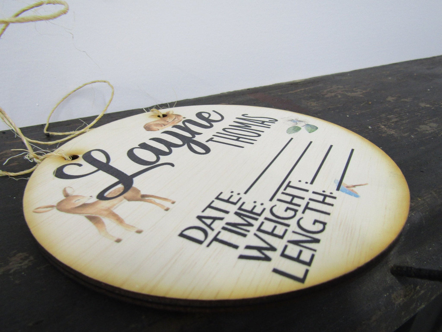 Custom Baby Crib Card Birth Nursery Announcement Hospital Stats Name Wood Print Plaque Wall Decor Photography Keepsake Personalized Newborn