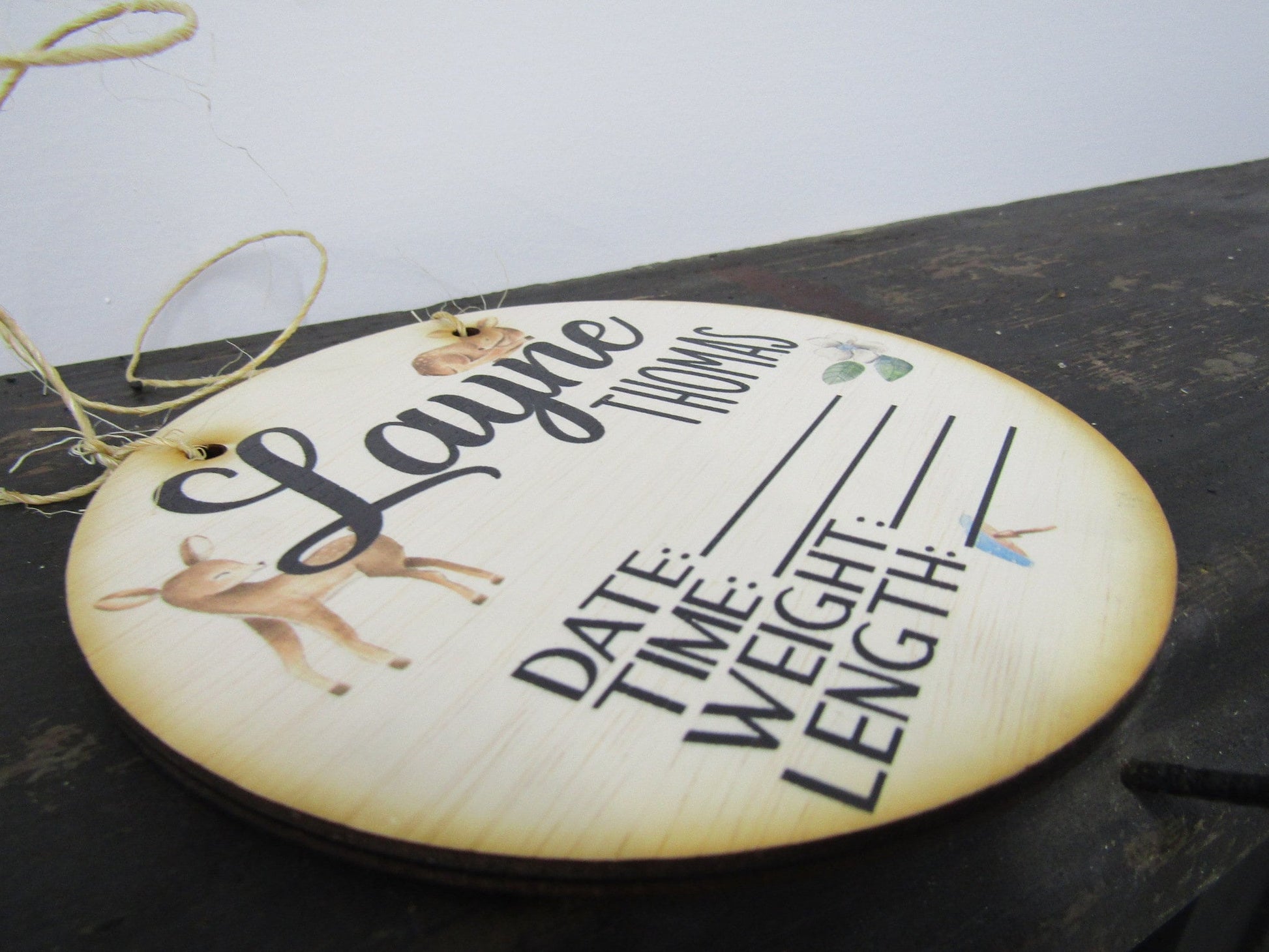 Custom Baby Crib Card Birth Nursery Announcement Hospital Stats Name Wood Print Plaque Wall Decor Photography Keepsake Personalized Newborn