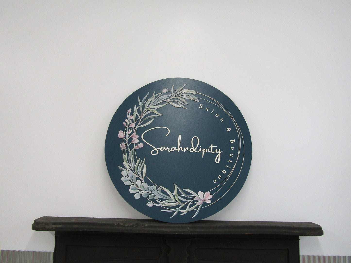 Custom Sign Round Business Commerical Signage Salon Boutique Made to Order Serendipity Store Front Small Shop Logo Circle Wooden Handmade