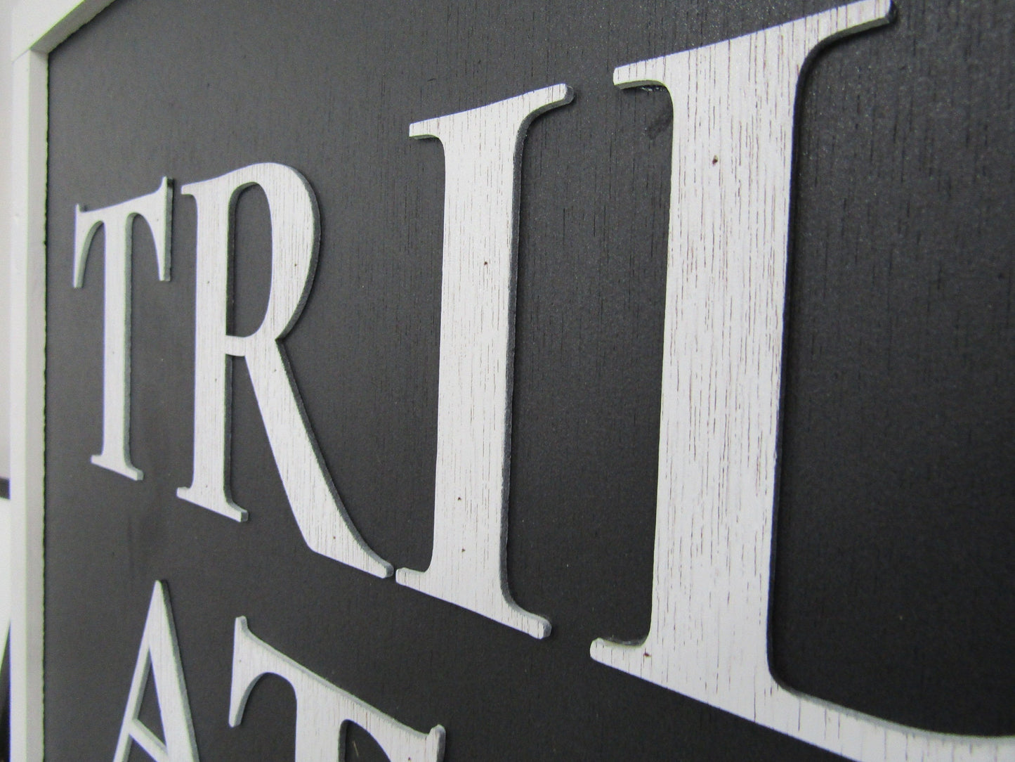Large Custom Business Sign Workshop Studio Signage Indoor Outdoor Trilogy Black and White Personalized Logo Made To Order 3D Wooden LaserCut