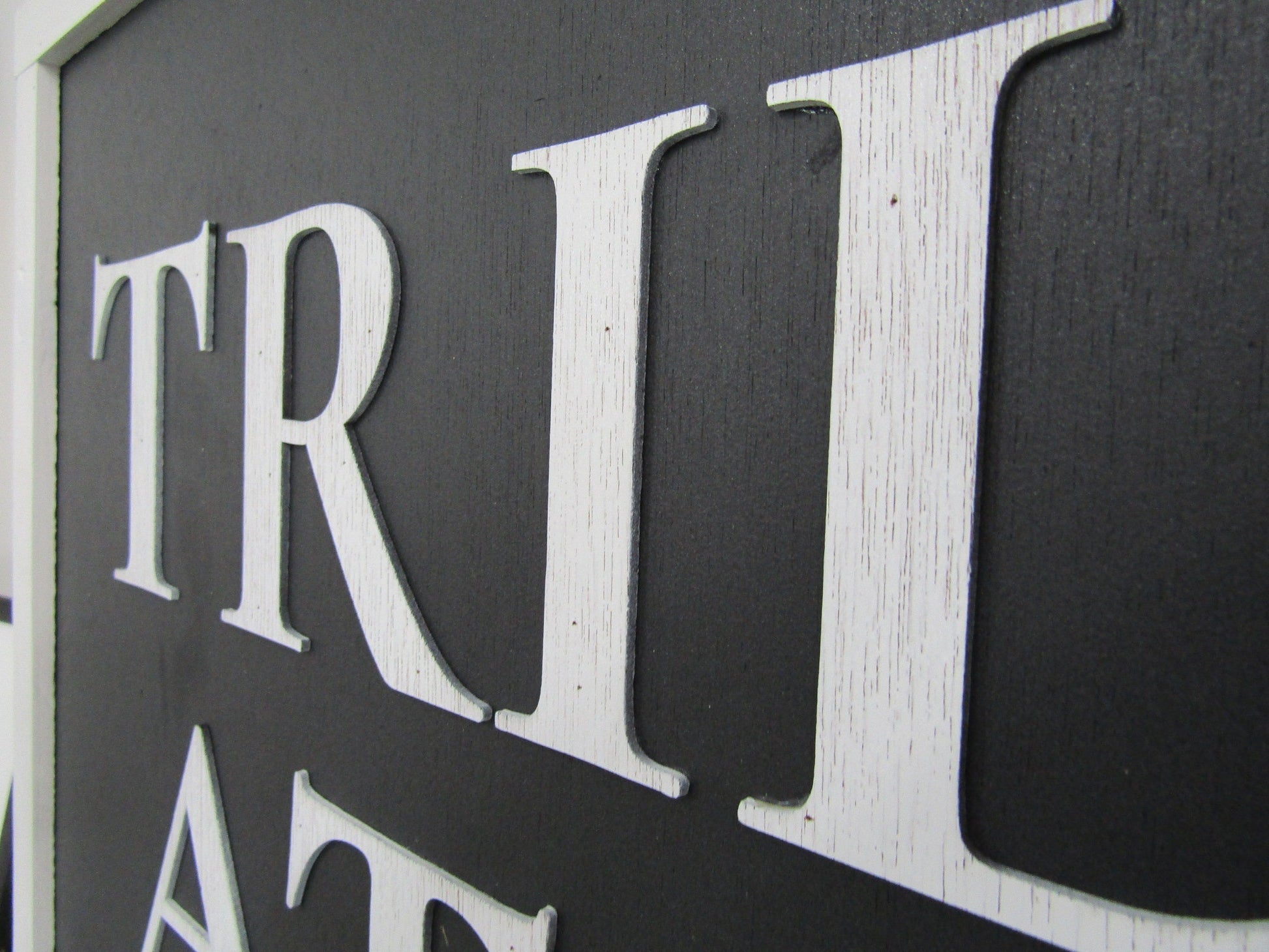 Large Custom Business Sign Workshop Studio Signage Indoor Outdoor Trilogy Black and White Personalized Logo Made To Order 3D Wooden LaserCut