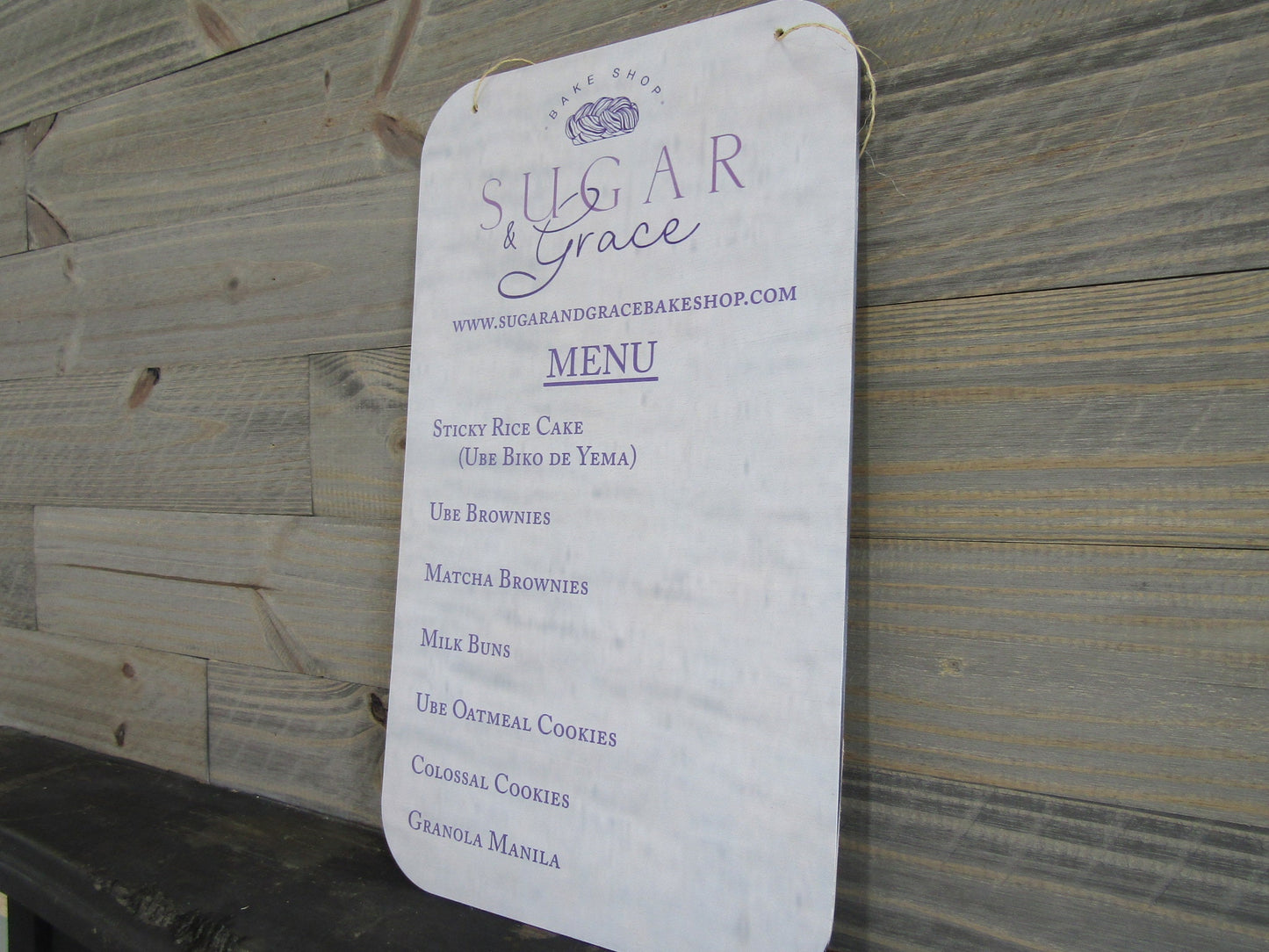 Your Actual Logo Rectangle Booth Vendor Signage Menu Small Business Bakery Sugar Hanging Sign Business Custom Personalized Color Wood Print