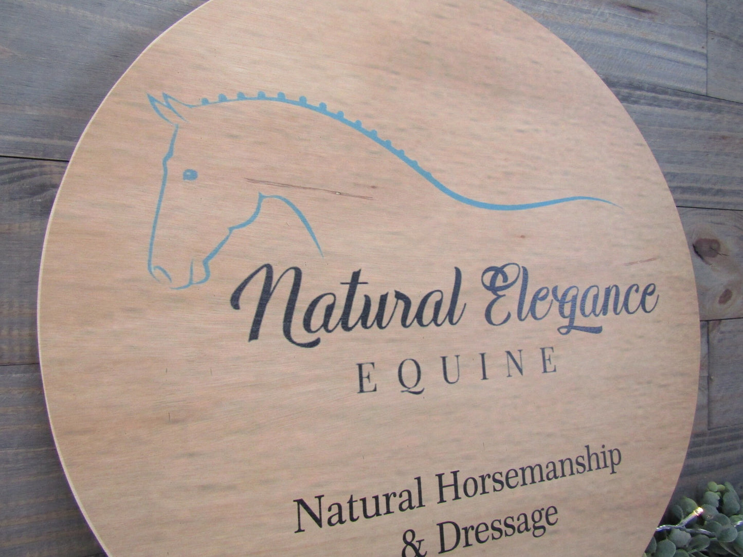 Small Business Sign Logo Your Actual Logo Round Natural Elegance Equine Design Custom Circle Personalized Horseman Wall Art Color Wood Print