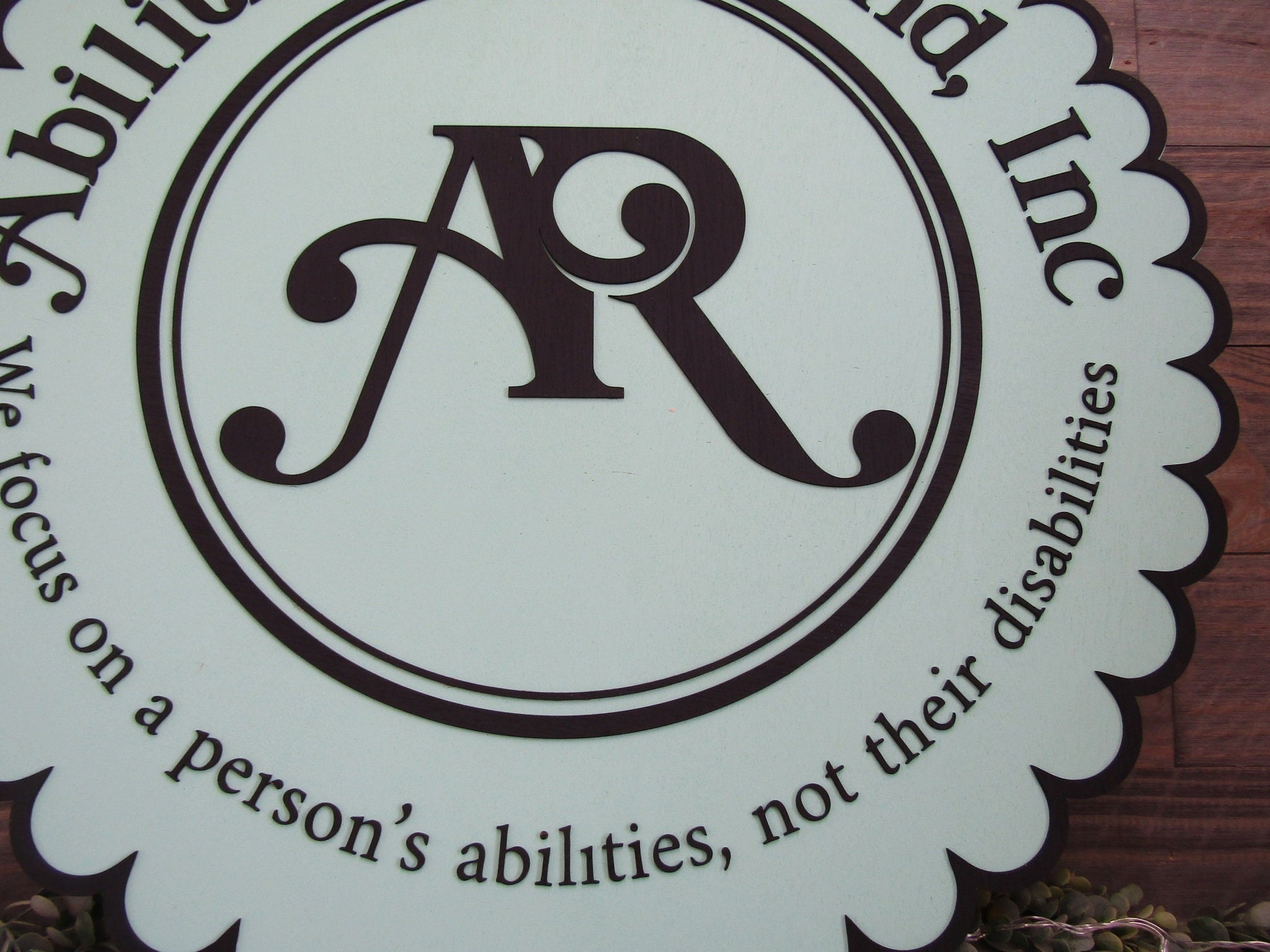 Large Round Custom Scalloped Style Sign Abilities Therapy Office Business Sign Commercial Signage 3D Raised Text Your Logo XL Made to Order