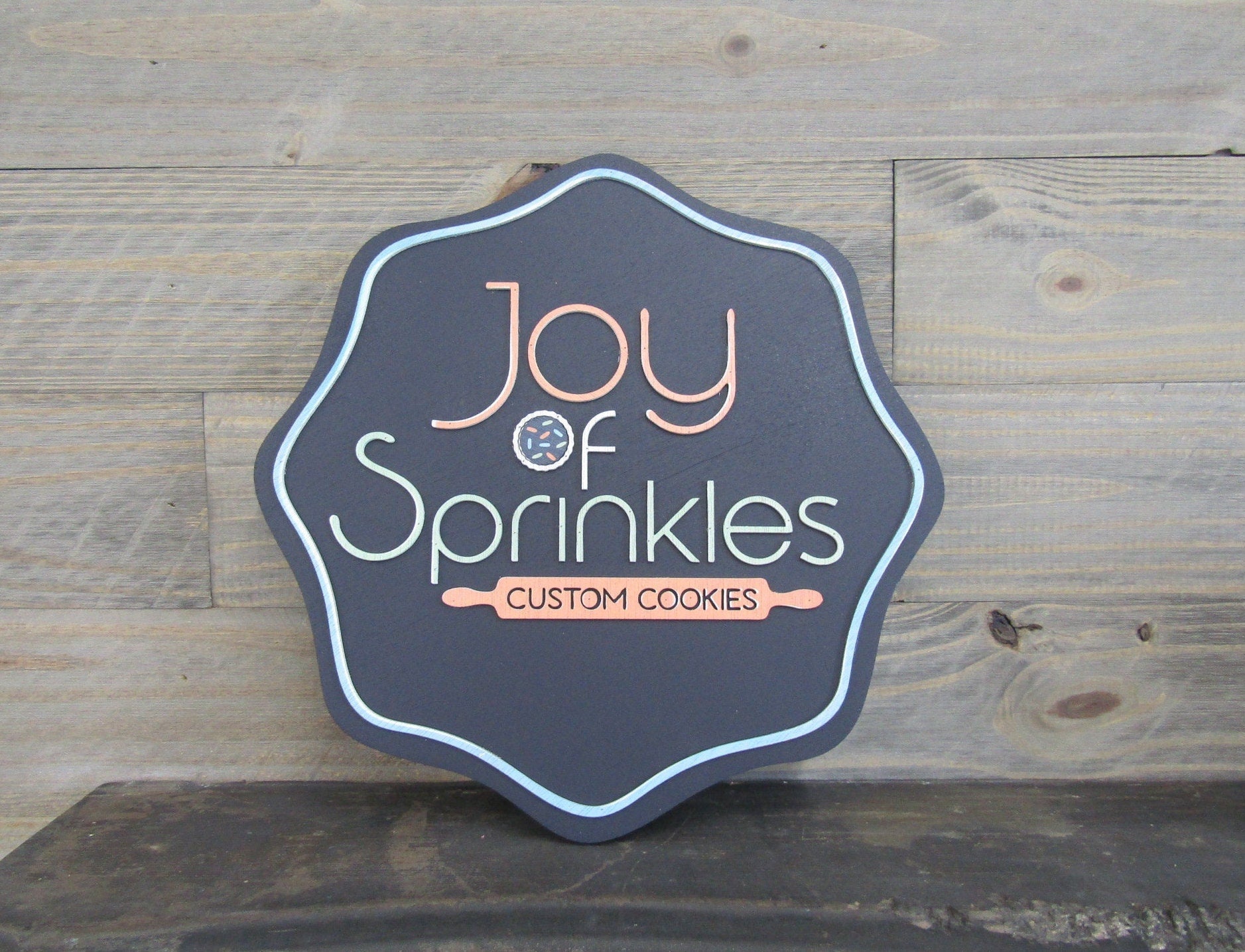 Custom personalized sign for cookie shop, donut shoppe, business, bakery, wood handmade, handcrafted, MADE IN USA