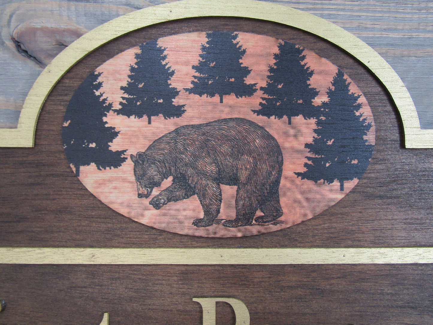 Custom Address Signs Set of 2 Matching Private Drive Bear Cabin 3D Raised Contoured Shape Handmade Commerical Signage Directional Wooden