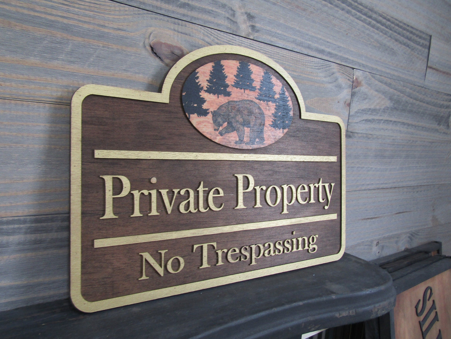 Custom Address Signs Set of 2 Matching Private Drive Bear Cabin 3D Raised Contoured Shape Handmade Commerical Signage Directional Wooden