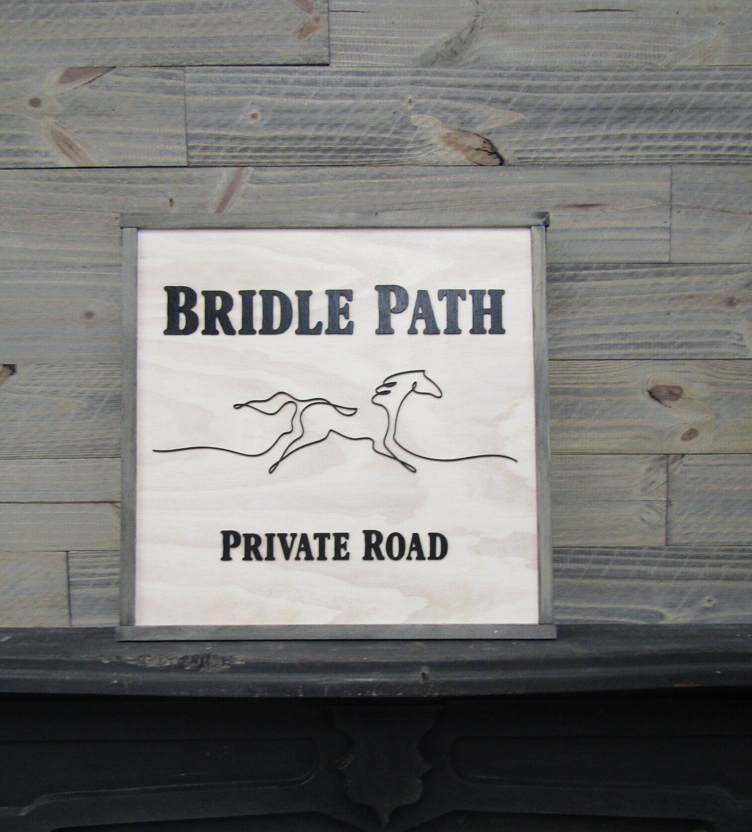 Large Custom Ranch Signage Bridal Path Private Drive Sign Company Name Square Oversized Rustic Business Logo Co Wood Laser Cut Out 3D Horse