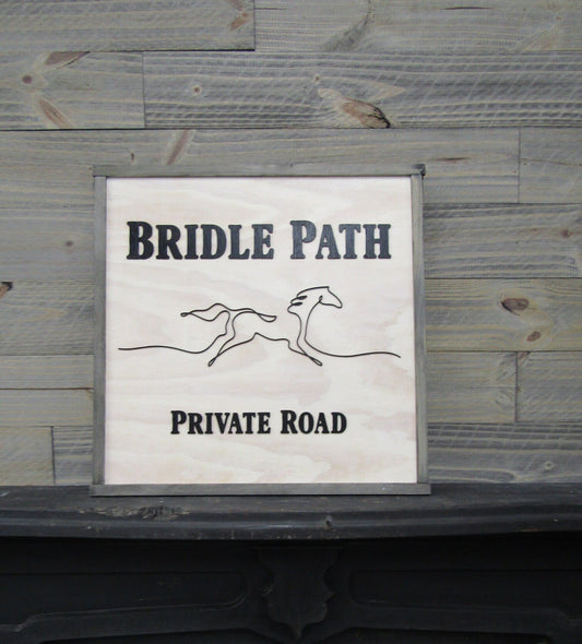Large Custom Ranch Signage Bridal Path Private Drive Sign Company Name Square Oversized Rustic Business Logo Co Wood Laser Cut Out 3D Horse