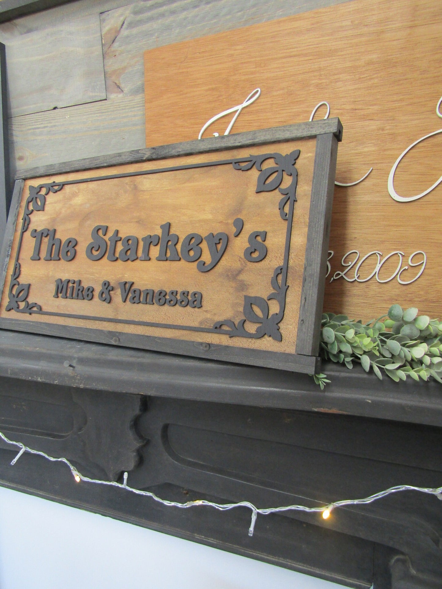 Custom Personalized Home Decor Wedding Gift New Home Gift Scroll Wooden Handmade Home Decor Couples Sign Rustic 3D Raised Text Gothic Style