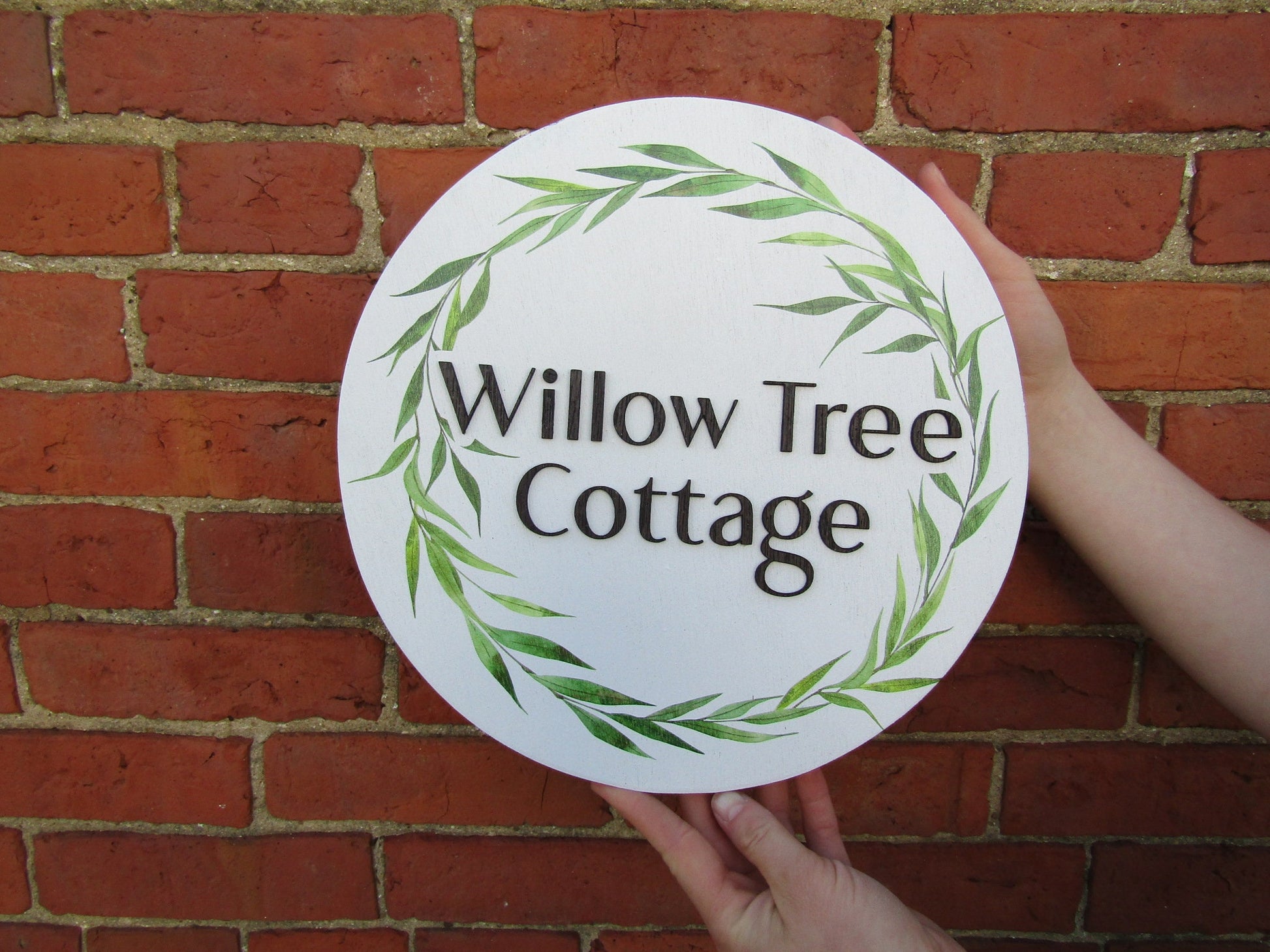 Willow Cottage Custom Logo Commerical Business signage Cute Round Sign Store Front BNB Boutique Circle Entrance Sign Handmade 3D Minimalist