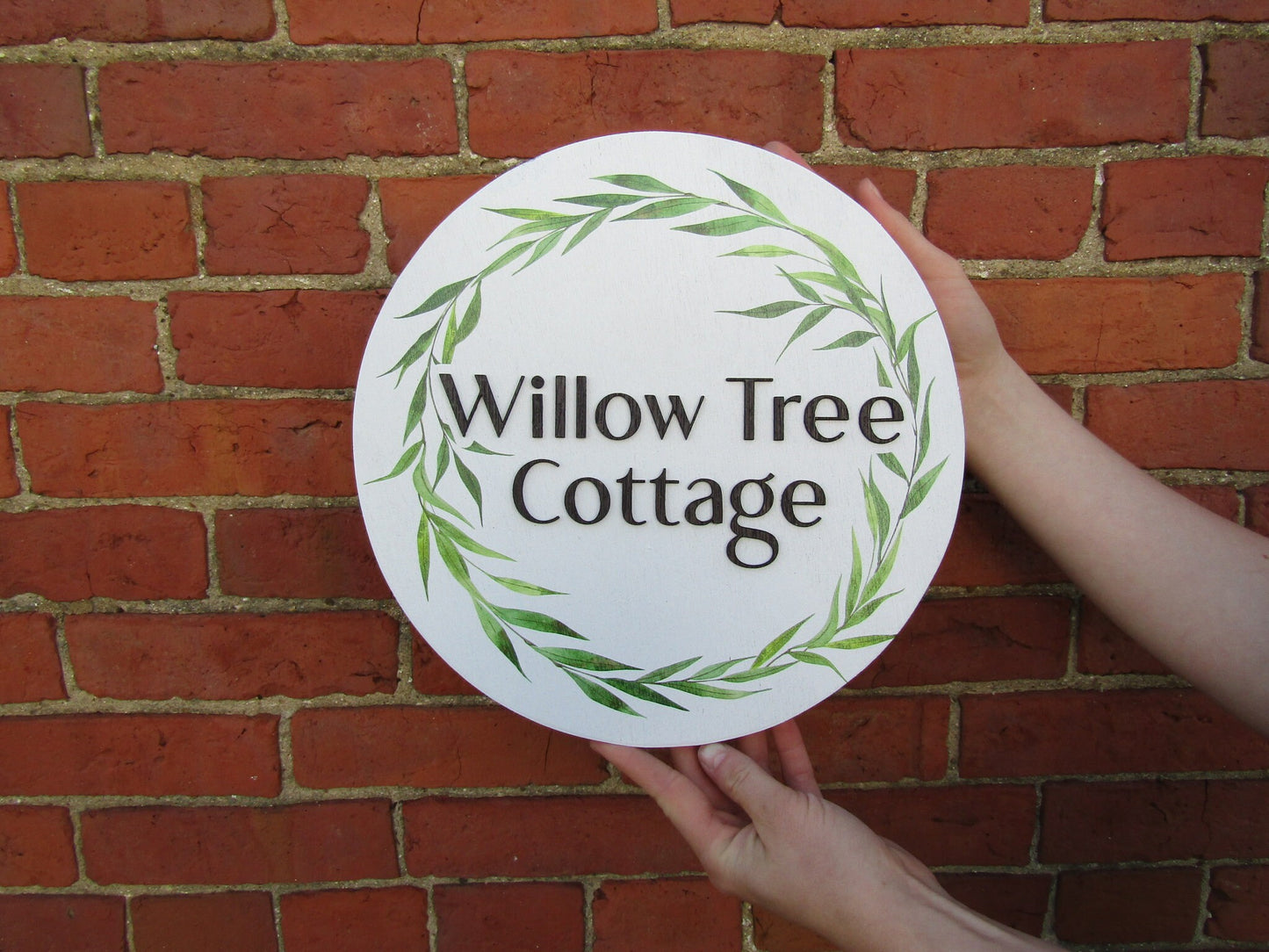Willow Cottage Custom Logo Commerical Business signage Cute Round Sign Store Front BNB Boutique Circle Entrance Sign Handmade 3D Minimalist