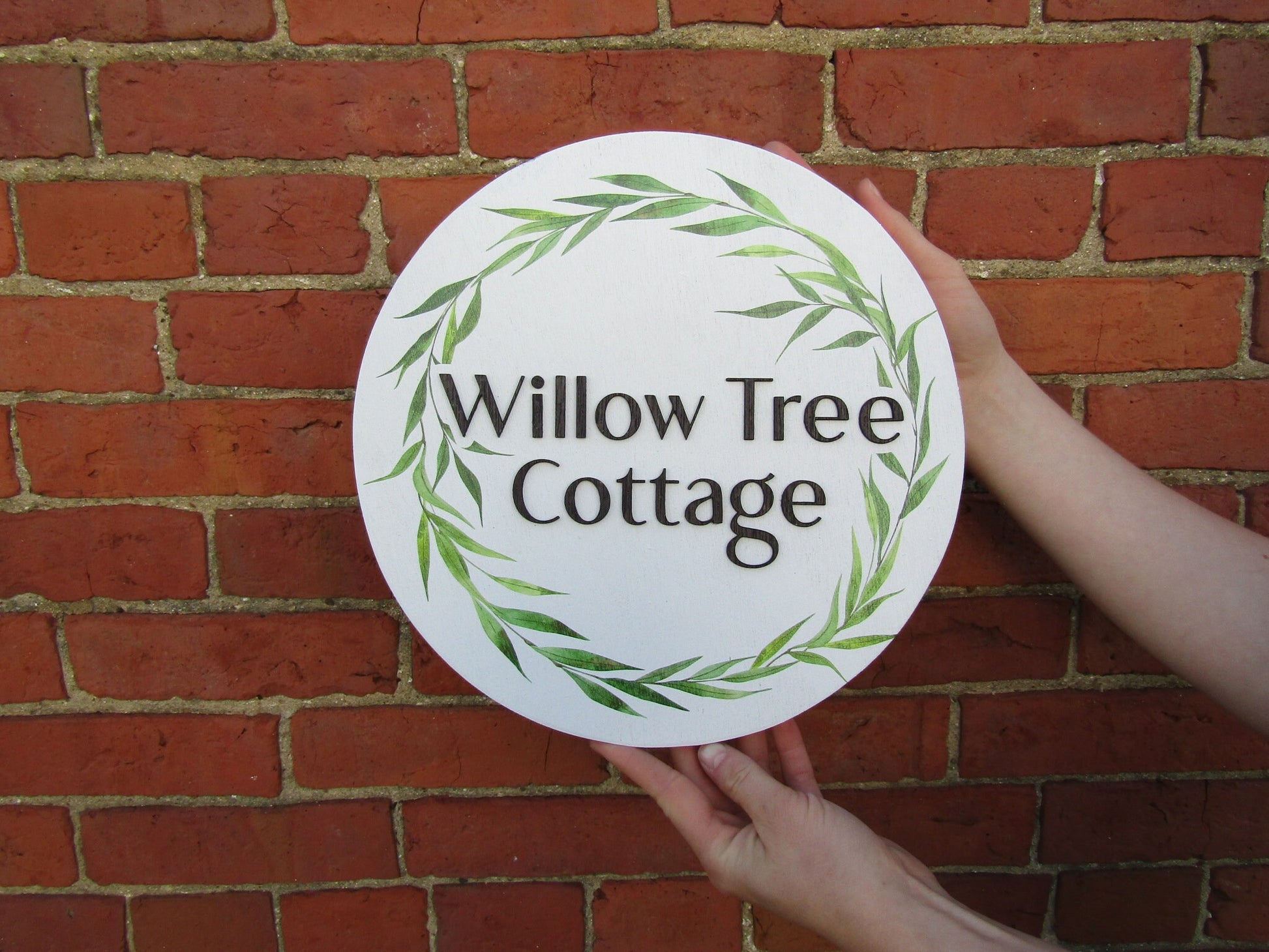 Willow Cottage Custom Logo Commerical Business signage Cute Round Sign Store Front BNB Boutique Circle Entrance Sign Handmade 3D Minimalist