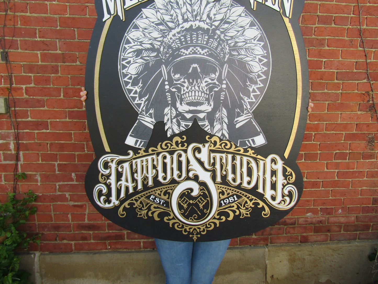 Custom Tattoo Studio Sign Skull