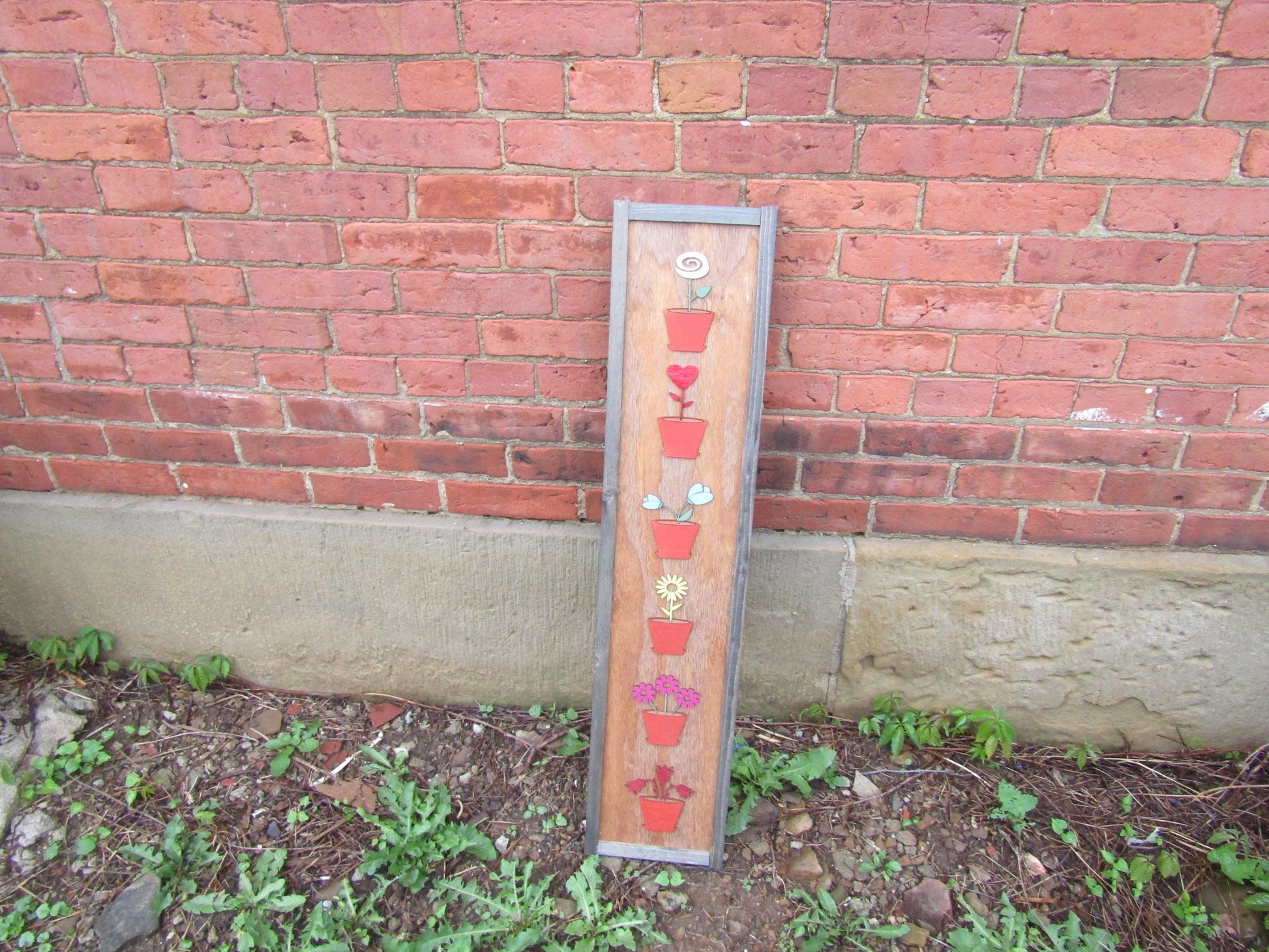 Gardener Flowerpots Rustic Farmhouse Decor Vertical Sign Terra Cotta Daisy Tulip Love of Plants Gift Seasonal Wooden Handmade Decor Daisy