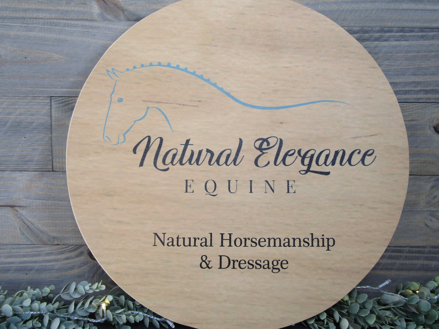 Small Business Sign Logo Your Actual Logo Round Natural Elegance Equine Design Custom Circle Personalized Horseman Wall Art Color Wood Print
