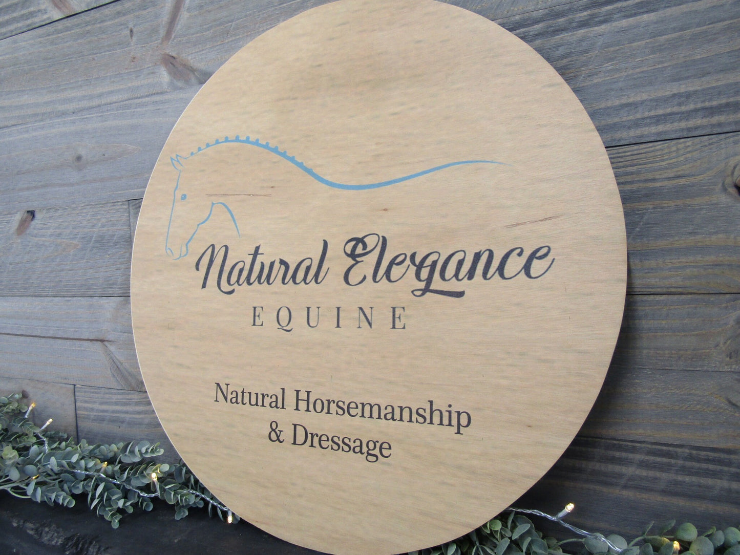 Small Business Sign Logo Your Actual Logo Round Natural Elegance Equine Design Custom Circle Personalized Horseman Wall Art Color Wood Print