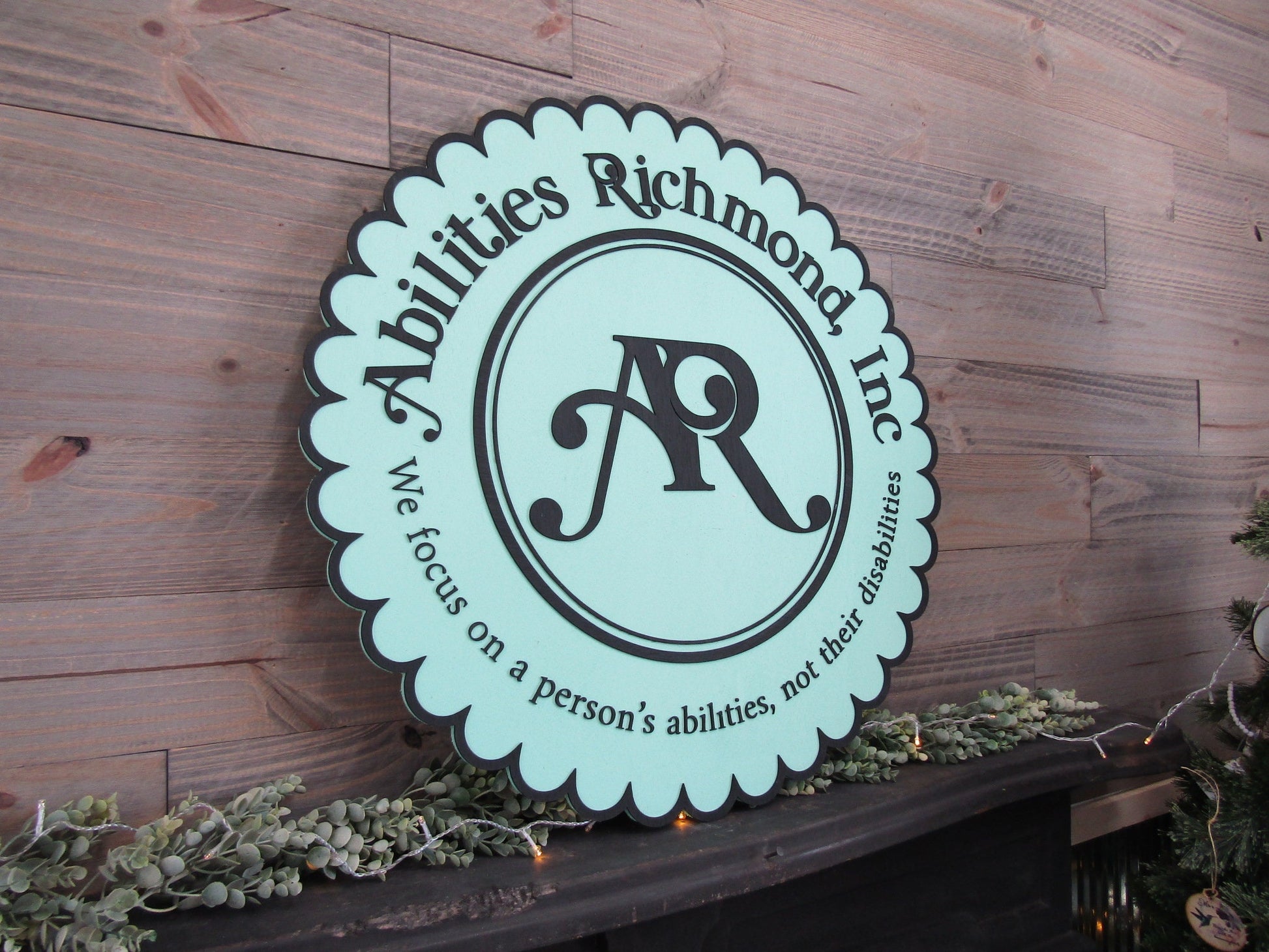 Large Round Custom Scalloped Style Sign Abilities Therapy Office Business Sign Commercial Signage 3D Raised Text Your Logo XL Made to Order