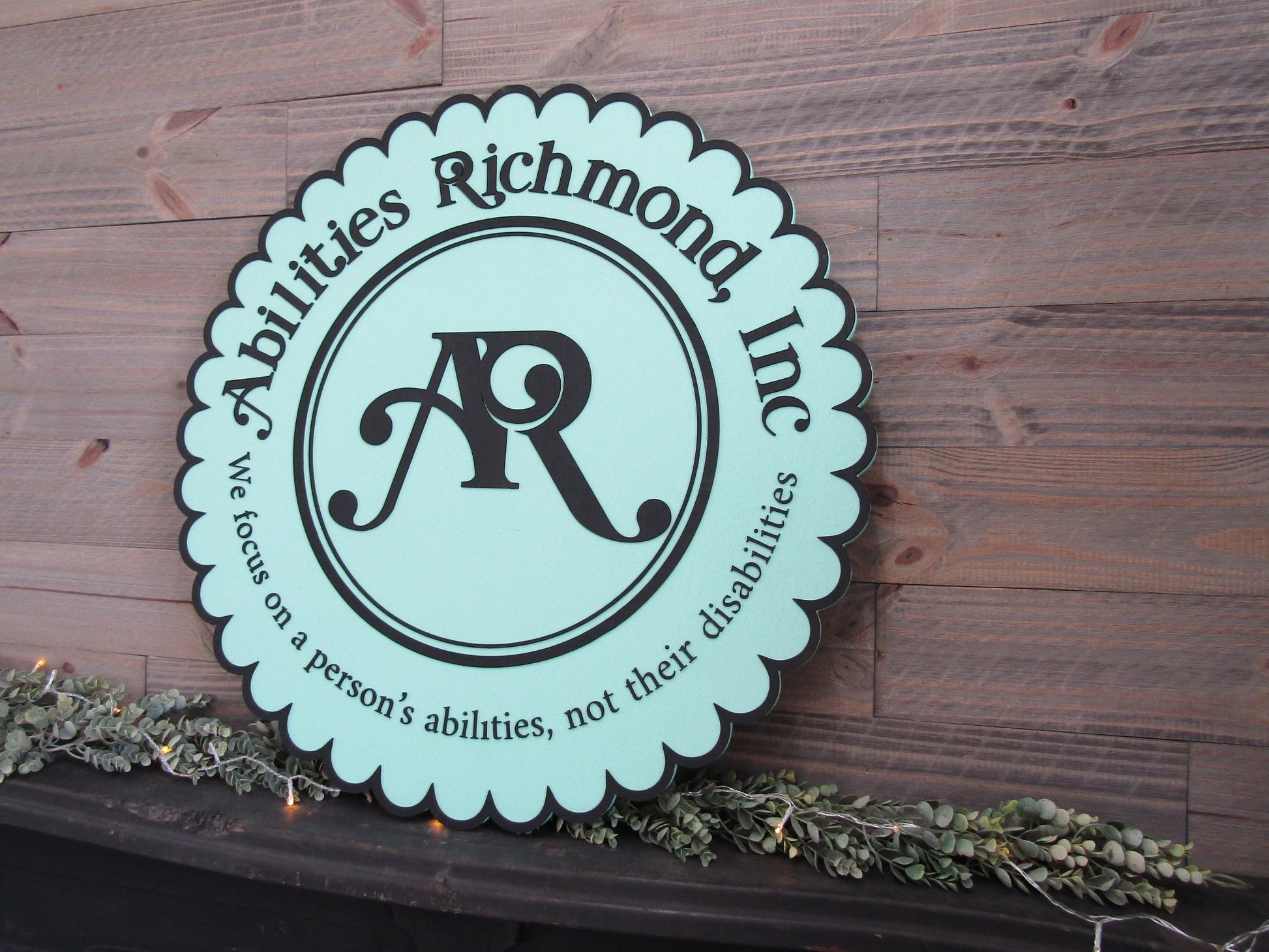 Large Round Custom Scalloped Style Sign Abilities Therapy Office Business Sign Commercial Signage 3D Raised Text Your Logo XL Made to Order