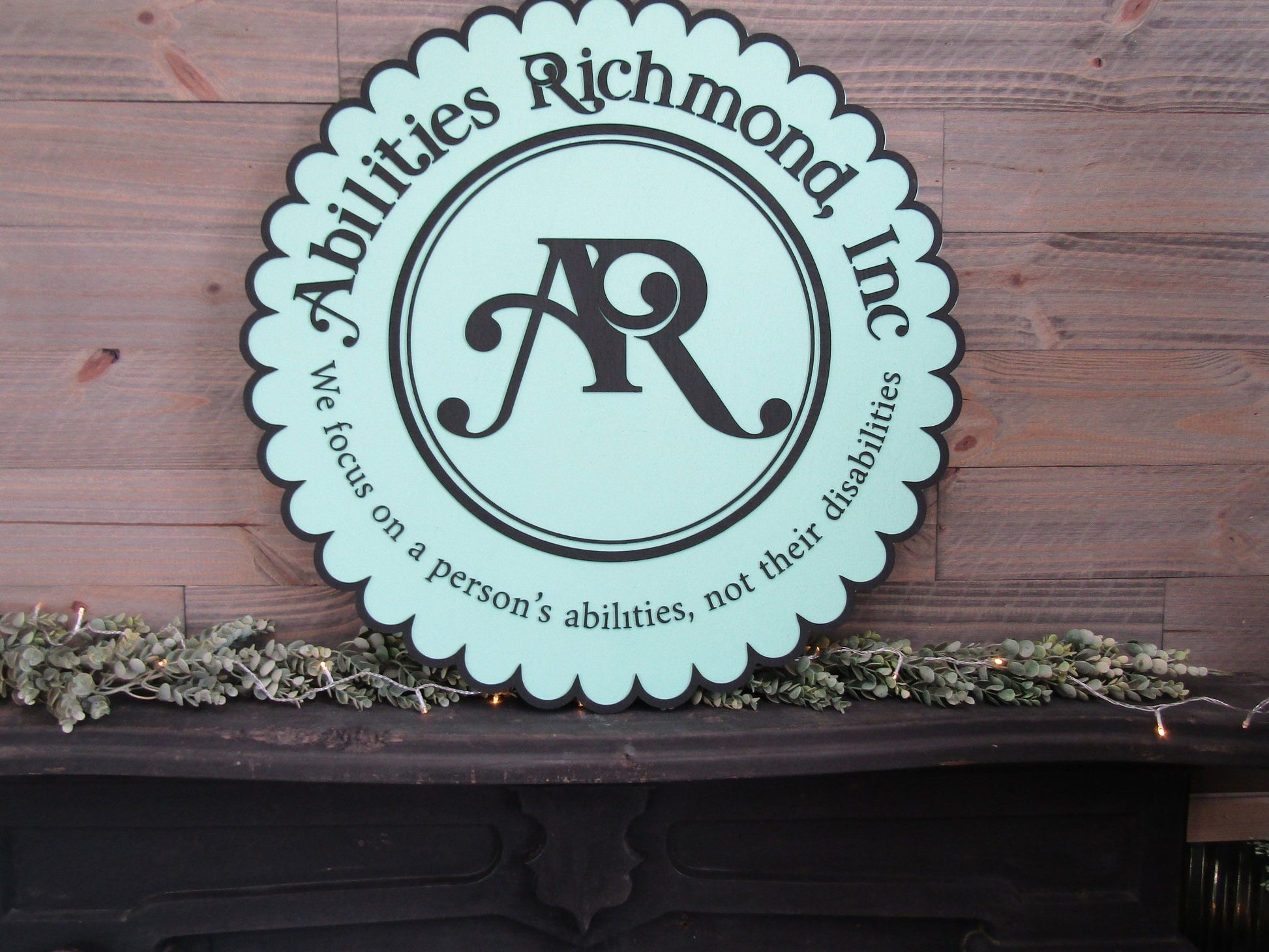 Large Round Custom Scalloped Style Sign Abilities Therapy Office Business Sign Commercial Signage 3D Raised Text Your Logo XL Made to Order