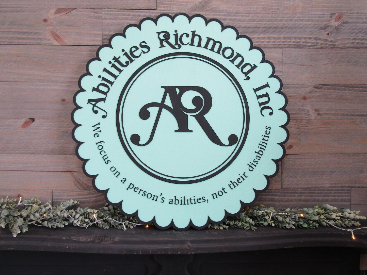 Large Round Custom Scalloped Style Sign Abilities Therapy Office Business Sign Commercial Signage 3D Raised Text Your Logo XL Made to Order