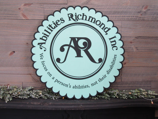 Large Round Custom Scalloped Style Sign Abilities Therapy Office Business Sign Commercial Signage 3D Raised Text Your Logo XL Made to Order