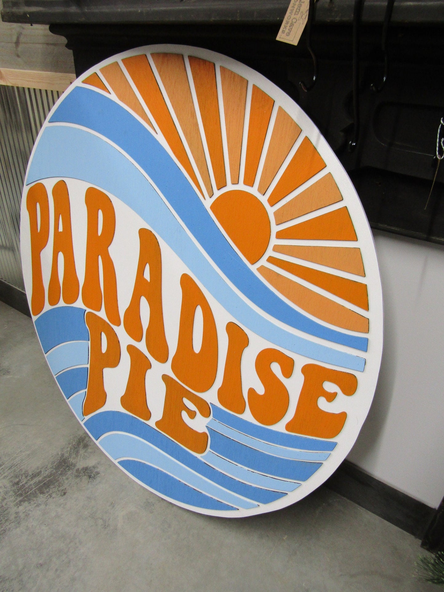 Custom XL Small Business Sign Commerical Signage Paradise Pie Sunset Water 3D Raised Text Handmade Store Front Made to Order Baker Treats
