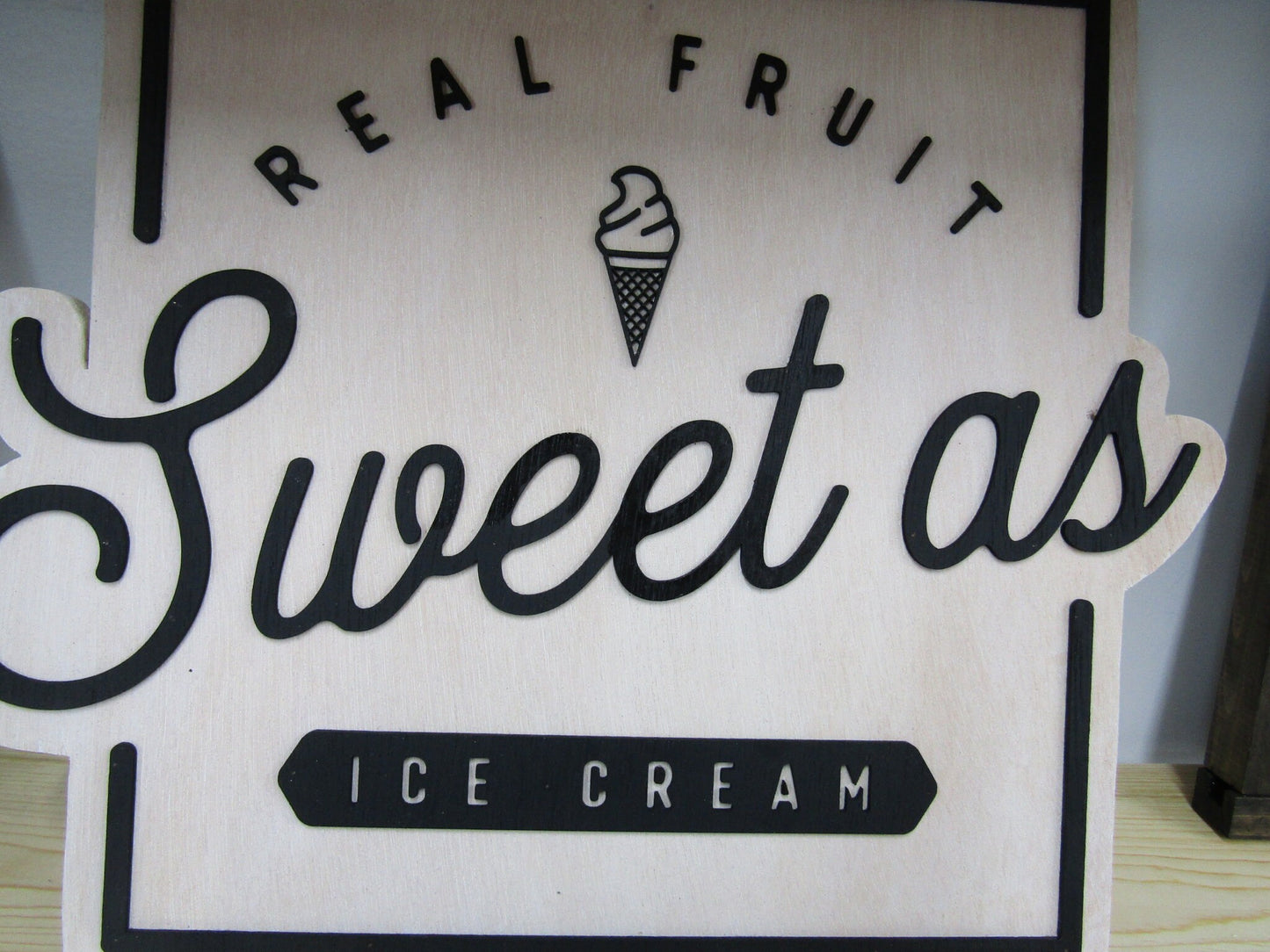 Custom Sign Square Business Commerical Signage Ice Cream Sweets Fruits 3D Made to Order Co Store Front Small Shop Logo Wooden Handmade