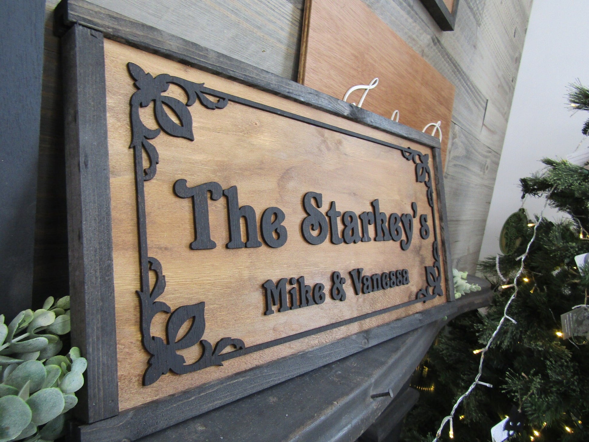 Custom Personalized Home Decor Wedding Gift New Home Gift Scroll Wooden Handmade Home Decor Couples Sign Rustic 3D Raised Text Gothic Style