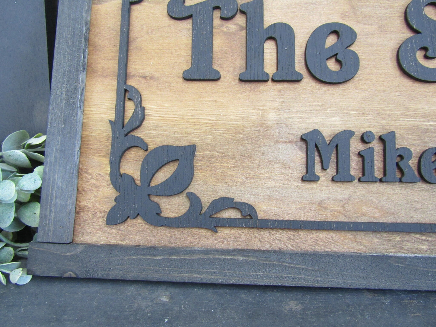 Custom Personalized Home Decor Wedding Gift New Home Gift Scroll Wooden Handmade Home Decor Couples Sign Rustic 3D Raised Text Gothic Style