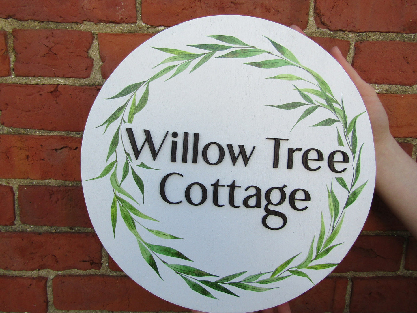 Willow Cottage Custom Logo Commerical Business signage Cute Round Sign Store Front BNB Boutique Circle Entrance Sign Handmade 3D Minimalist