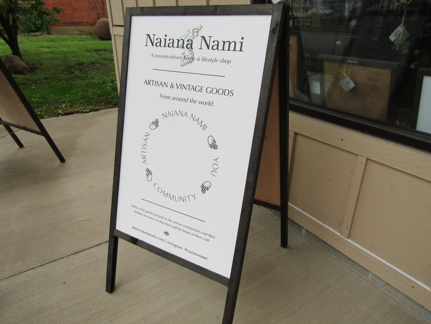 Artisan And Vintage Good Sidewalk Sign Handmade A Frame Foldable Wooden Informational Sign Business Commerical Professional Signage