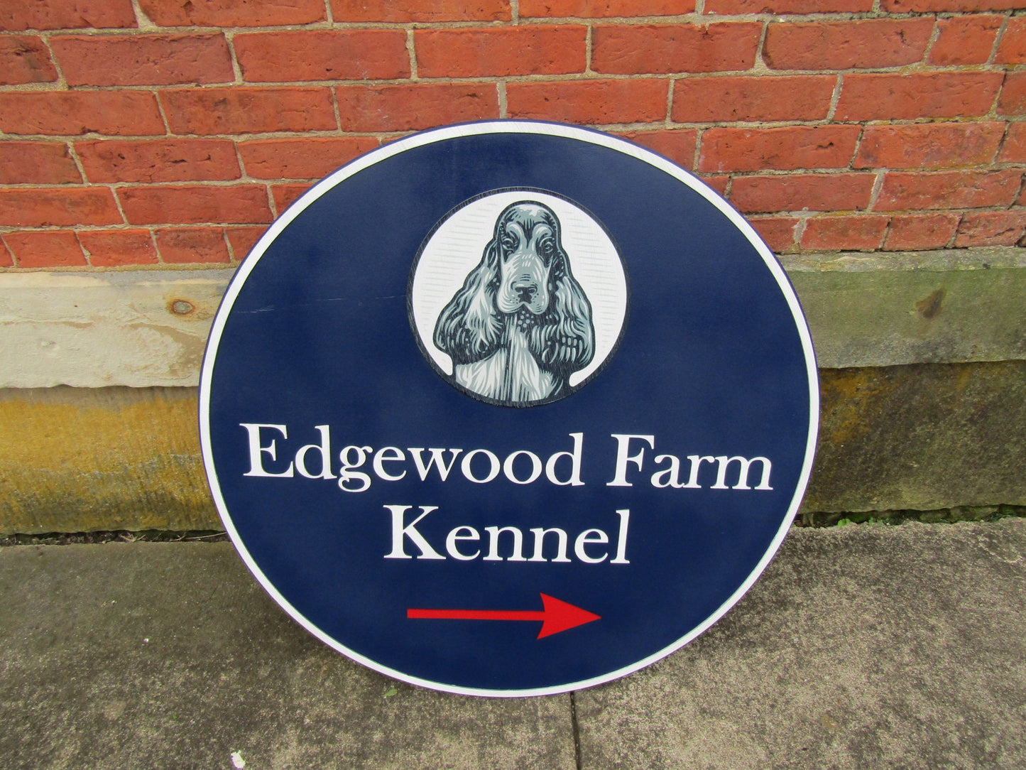 Kennel Custom Sign Cocker spaniel Breeder Boarding Blue Dog Logo Painted and Printed Commerical Signage Round Wooden Made To Order Handmade