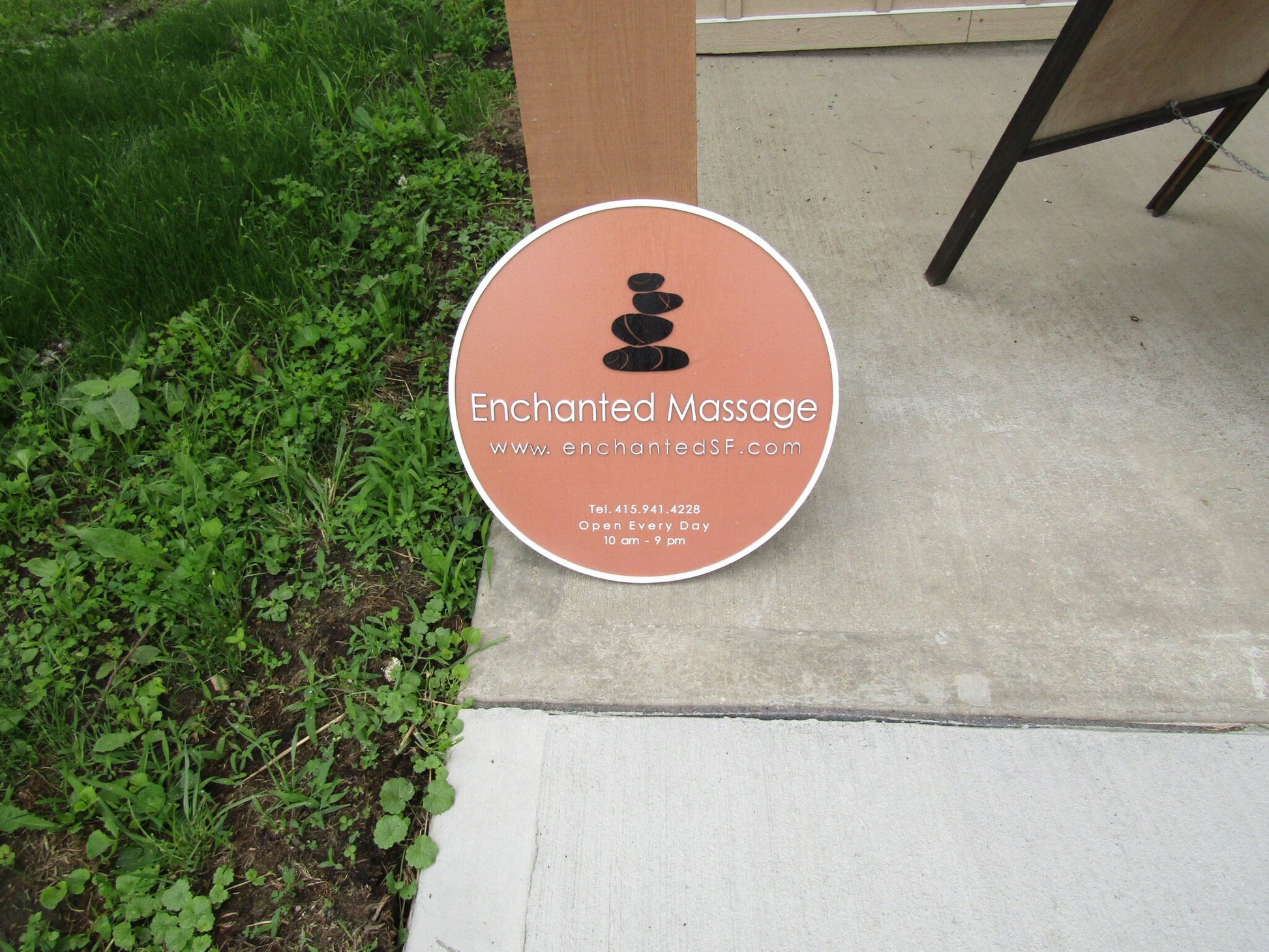 Enchanted Massage Custom Round Business Commerical Signage Made to Order Store Front Small Shop Logo Circle Wooden Handmade Informational