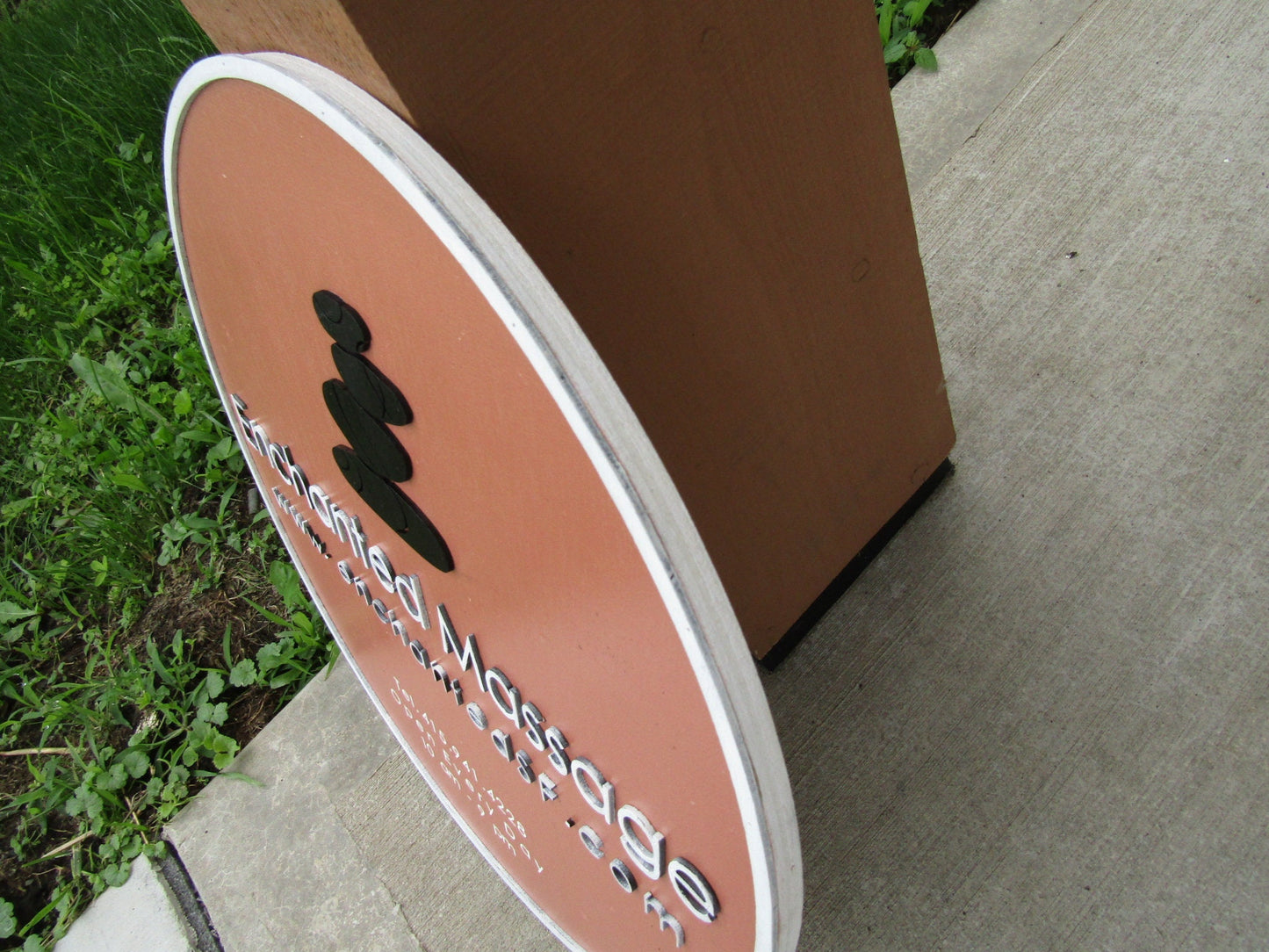 Enchanted Massage Custom Round Business Commerical Signage Made to Order Store Front Small Shop Logo Circle Wooden Handmade Informational