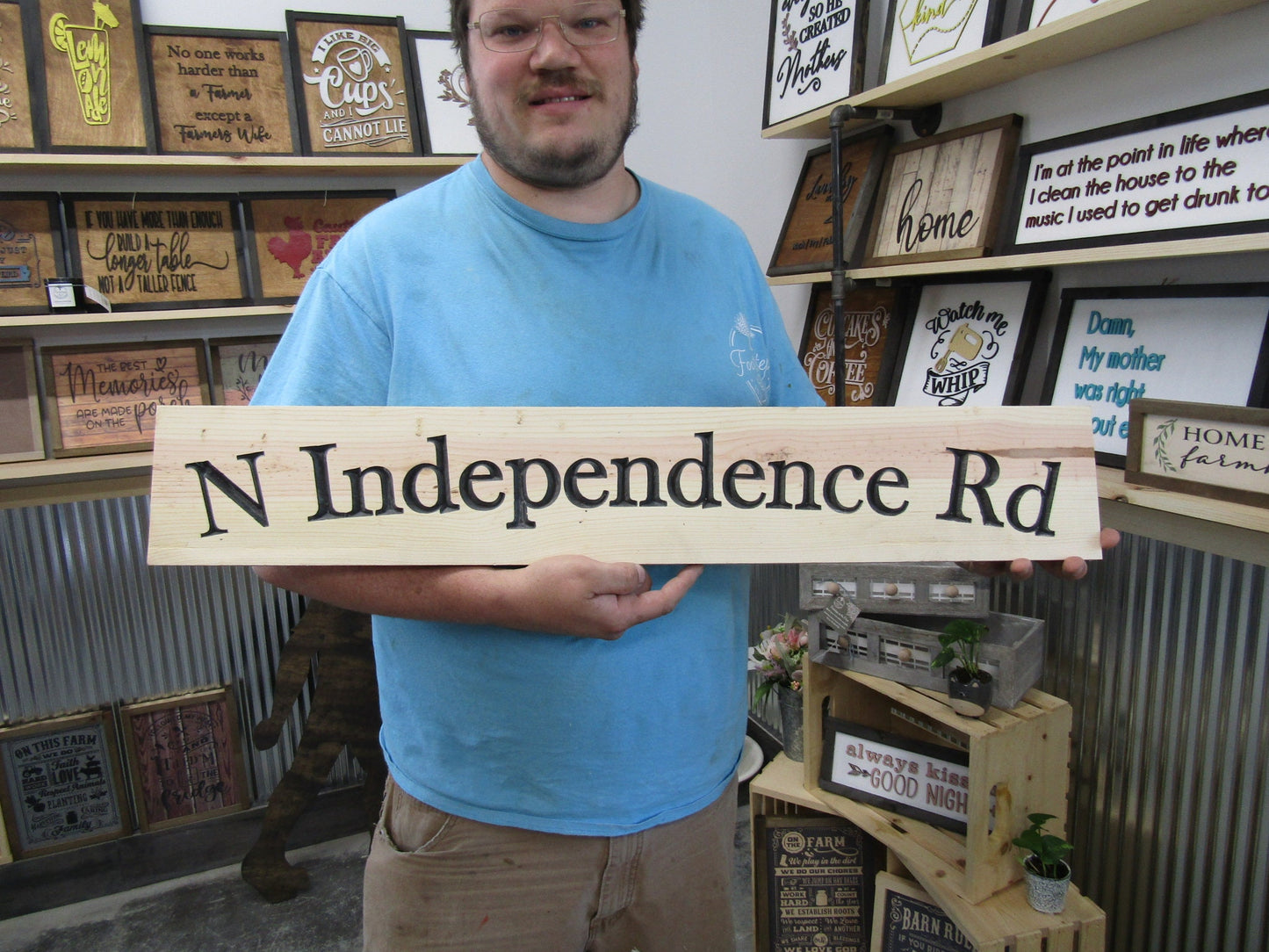 Custom Road Sign Personalized Ranch Style Engraved Street Local Address Routed Carved Store Front Indoor Outdoor Entrance Sign Handmade